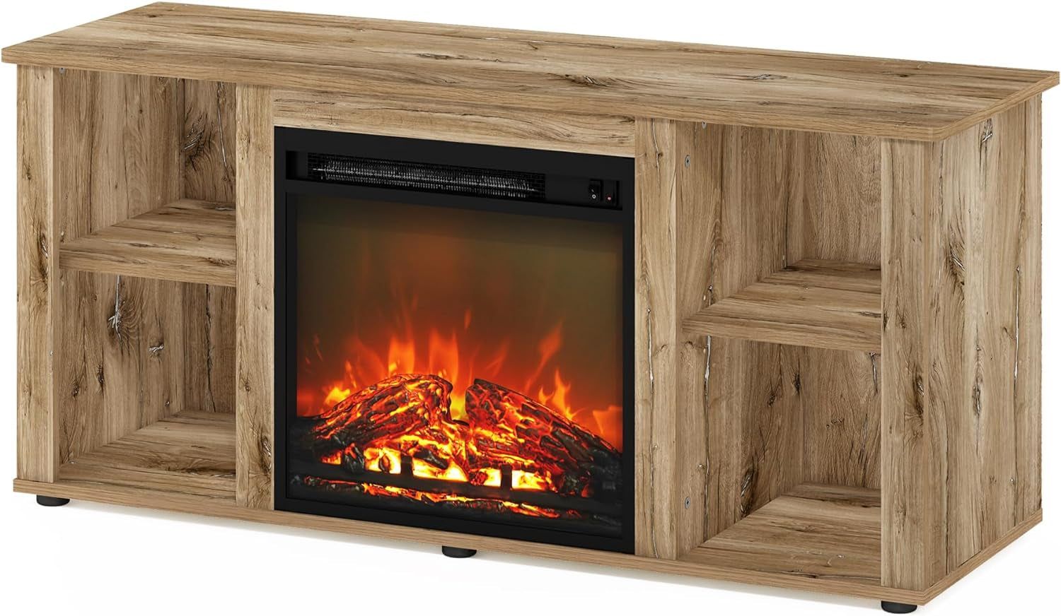 Jensen Entertainment Center TV Stand with Fireplace for TV up to 55 Inch, Flagstaff Oak