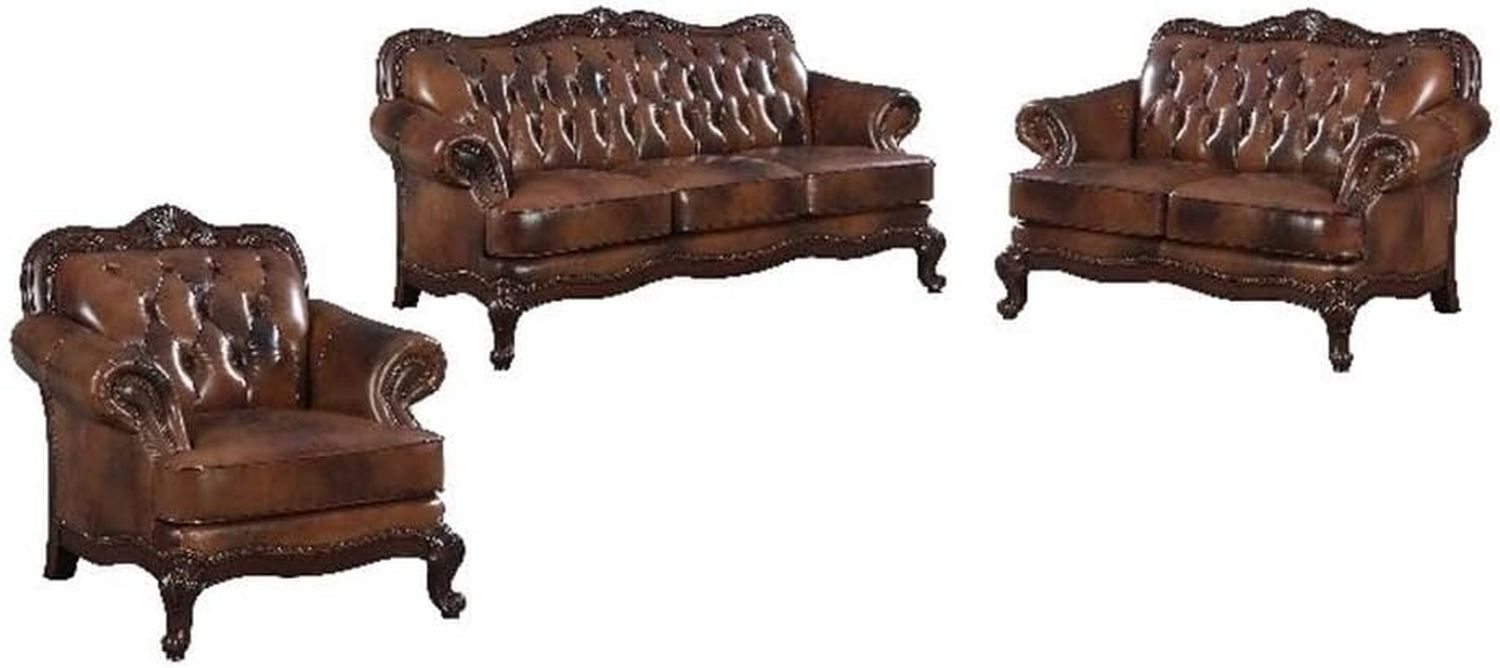Victoria 3-Piece Sofa Set, Brown