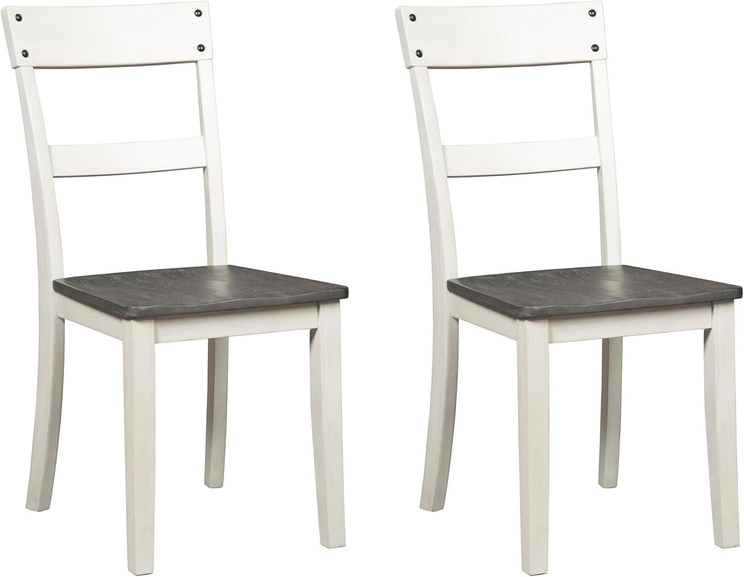 Nelling Modern Farmhouse 18&quot; Weathered Dining Chair, Set of 2, White &amp; Dark Brown