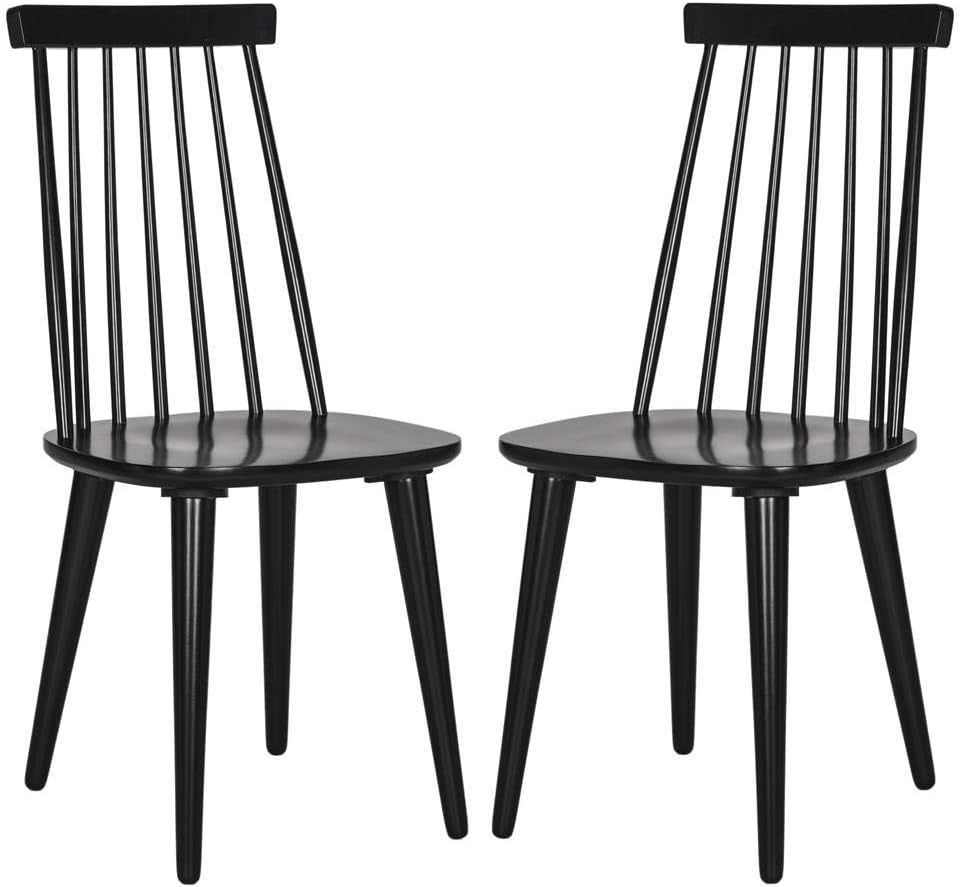 American Homes Collection Burris Country Farmhouse Wood Black Spindle Side Chair (Set of 2)