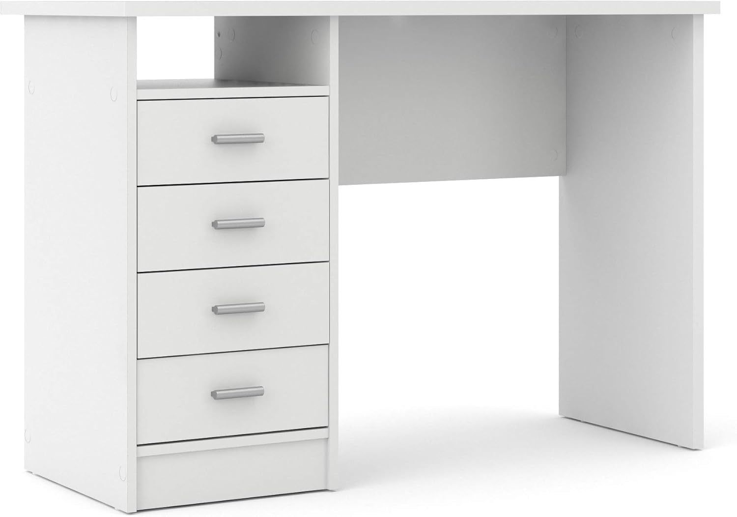 4-Drawer Desk, Modern White Office Writing Desk with Storage, Compact and Functional Desk for Home or Office