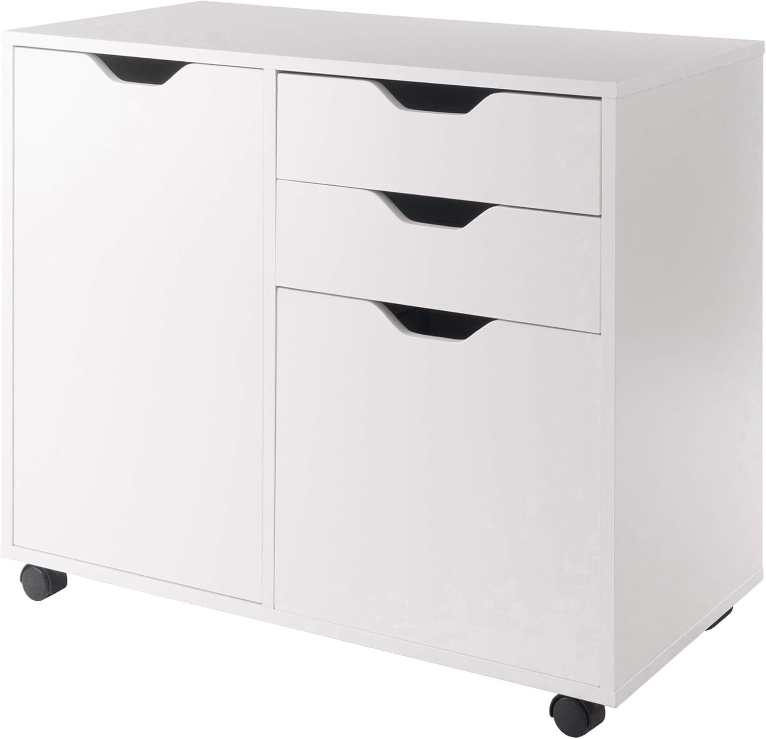 Halifax Storage Mobile Cabinets, 1 Large Door, 3 Drawers, for Home Office, White