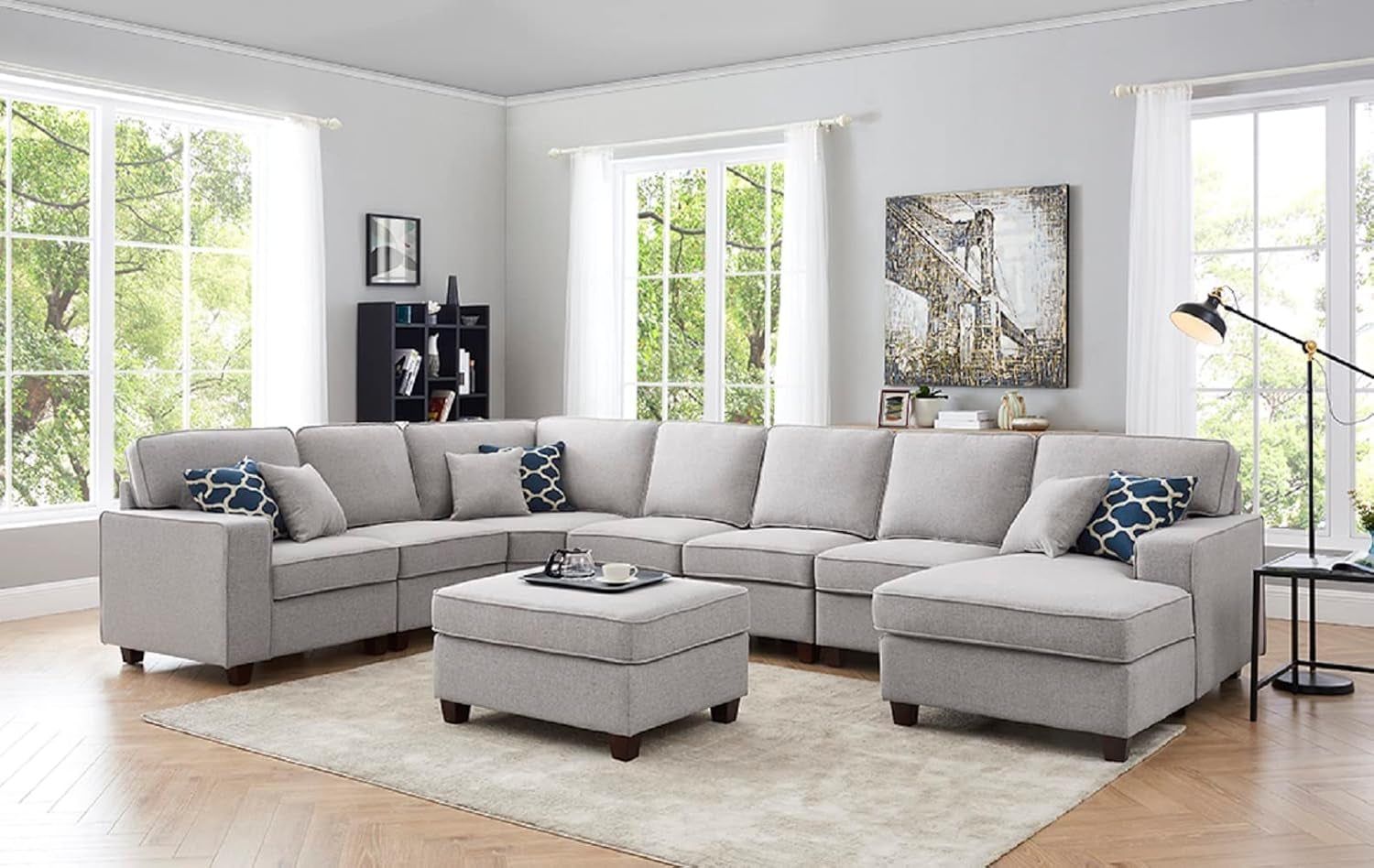 Maison Sectional Modular Sofa with Ottoman for Living Room, Apartment, Bedroom, Office, Dorm