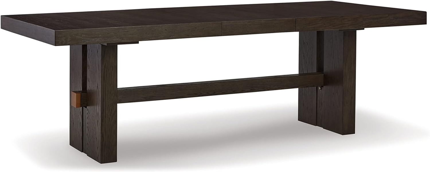 Burkhaus Traditional Rectangle Extension Dining Room Table, Dark Brown