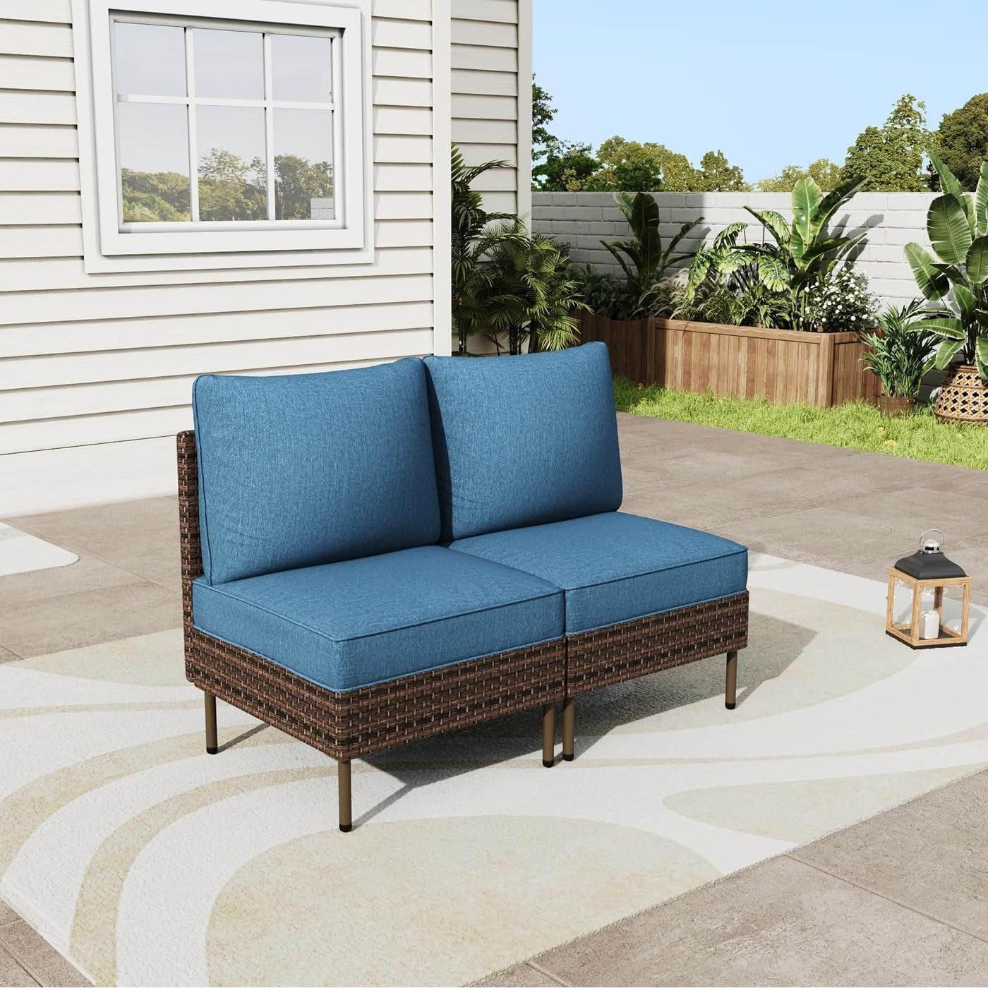 2-Piece All-Weather Wicker Patio Sofa Set