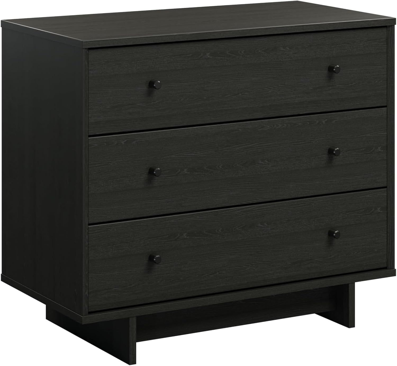 Finnley 3-Drawer Nightstand in Black Oak, Extra-Wide Bedside Table with Storage, Modern End Table for Home, Bedroom, Living Room, 16&quot; D X 31&quot; W X 26.75&quot; H