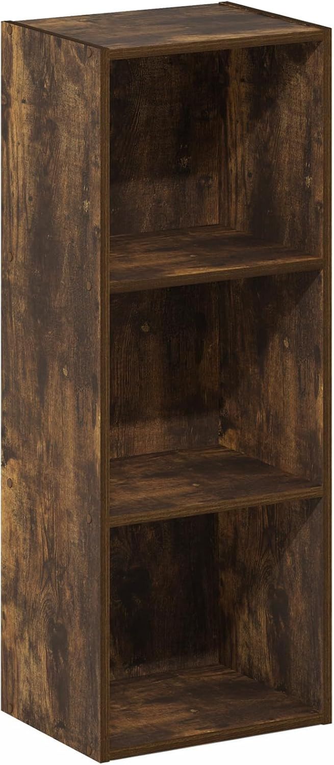 Pasir 3-Tier No Tool Assembly Open Shelf Bookcase, Amber Pine