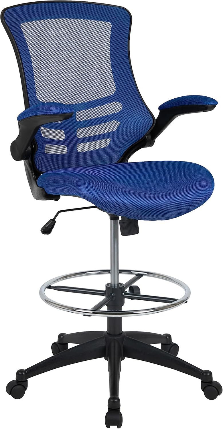 Kelista Mid-Back Swivel Office Chair with Adjustable Seat Height, Ergonomic Mesh Desk Chair with Flip-Up Armrests, Blue