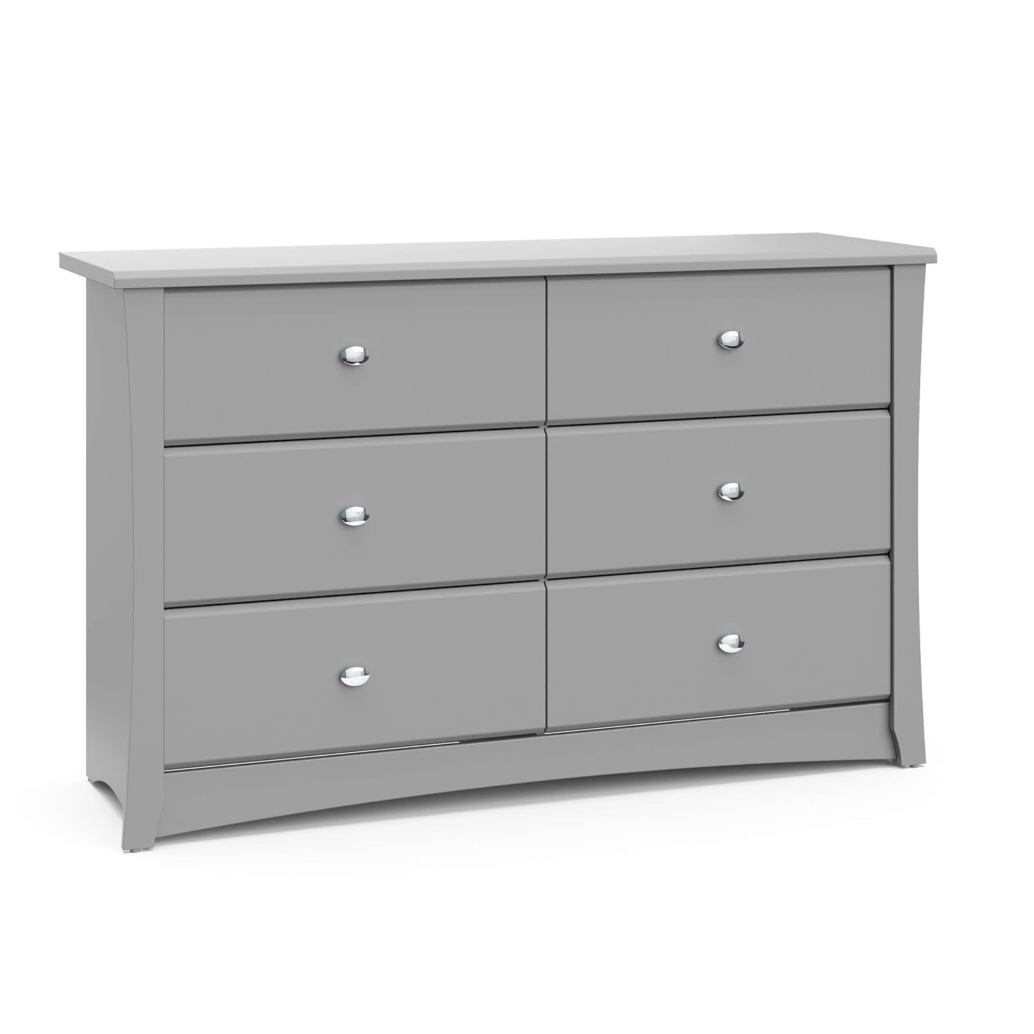 Crescent 6 Drawer Double Dresser (Pebble Gray) – GREENGUARD Gold Certified, for Nursery, Dresser, Kids Nursery Organizer, Chest of Drawers