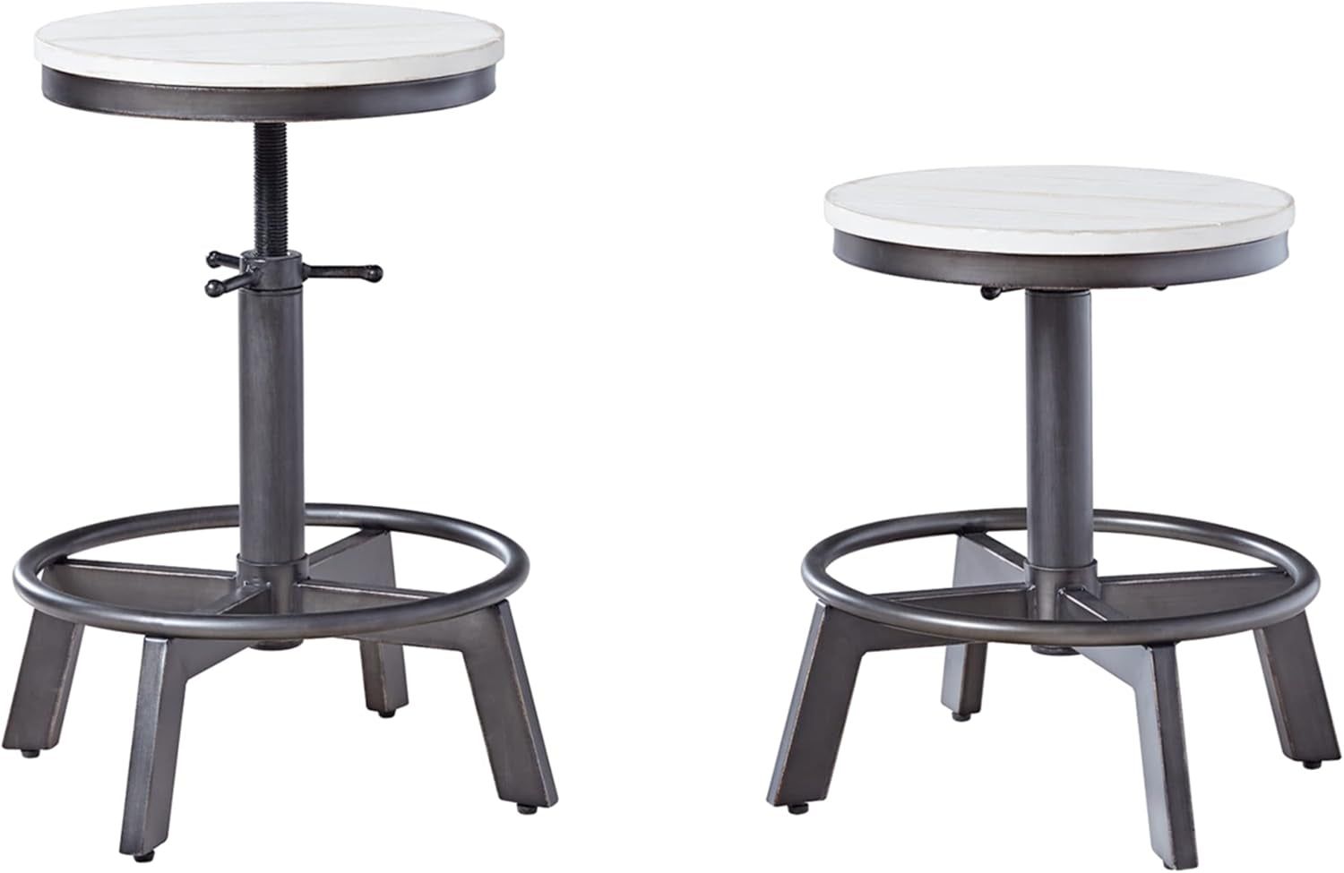 Torjin Industrial Adjustable Height Counter Barstool, 2 Count, White &amp; Black