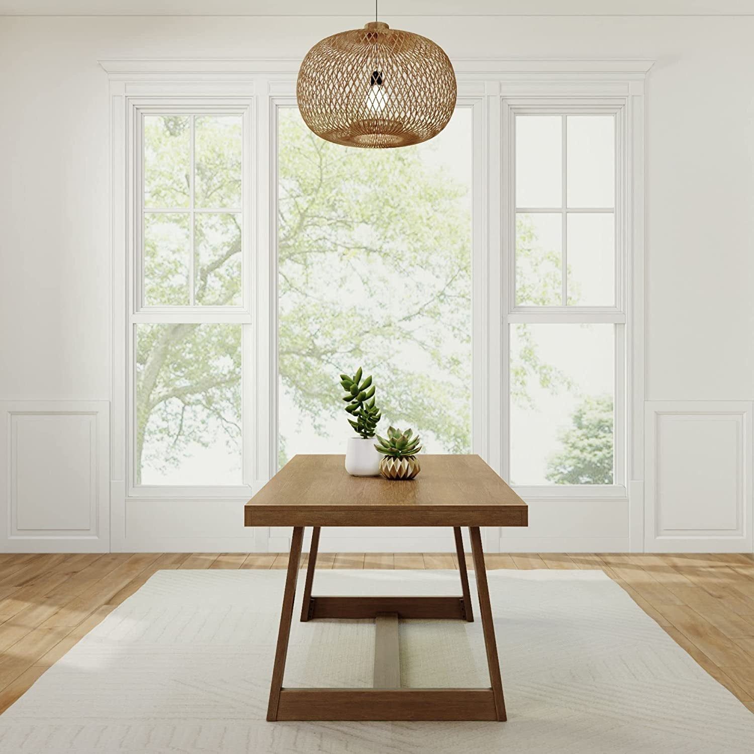 Pecan Wirebrush Wood Rectangular Dining Table