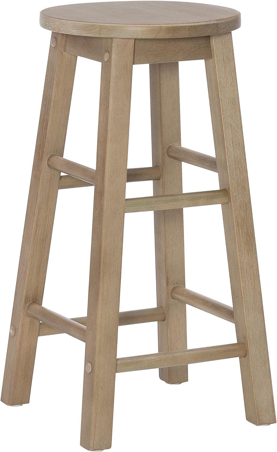 Zeke Grey Wash 24&quot; Counter Stool with round Seat