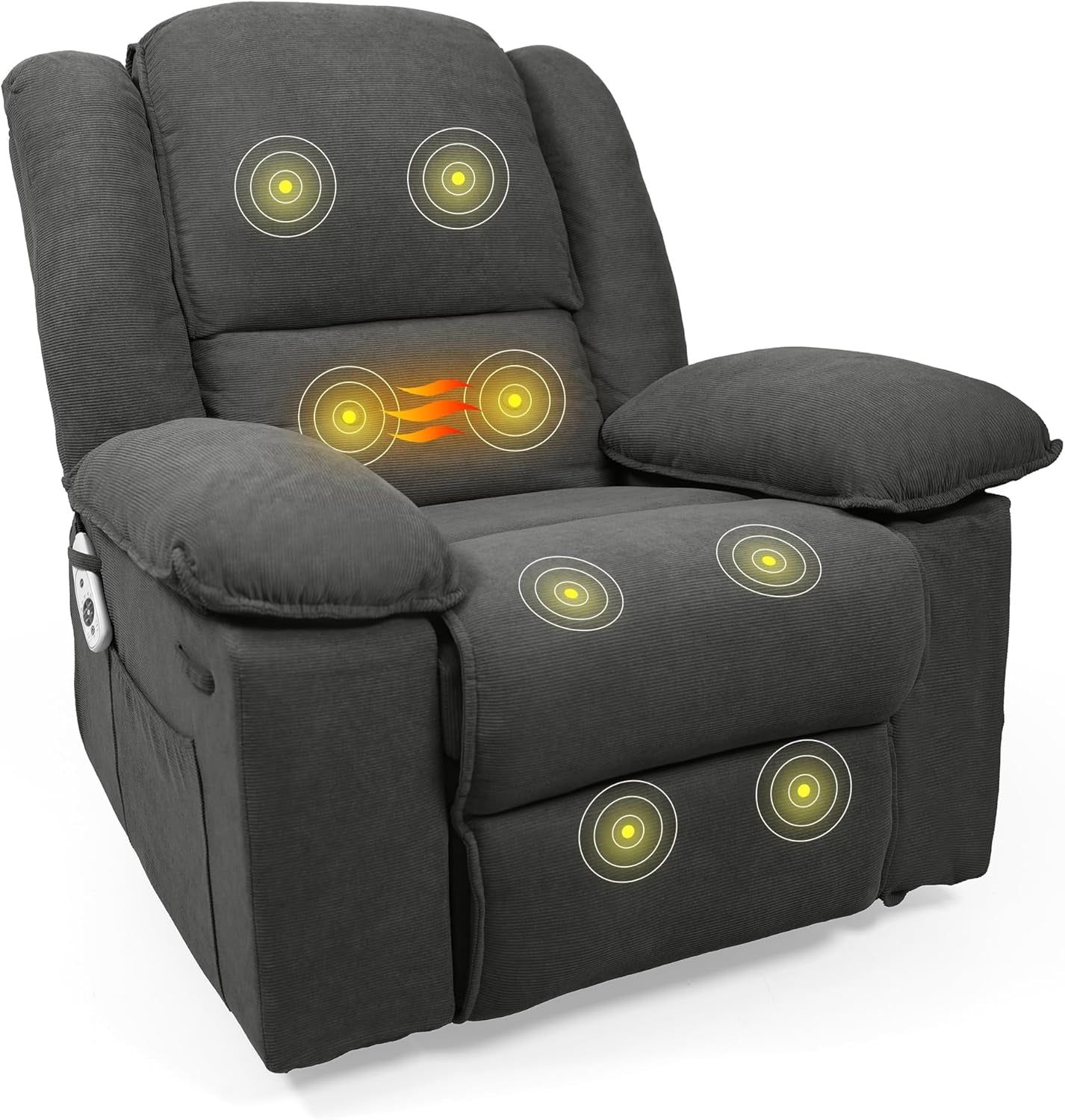 XRC2 Swivel Rocker Recliner Chair for Adults - Massage Reclining Chair W/Heat &amp; Vibration, 270° Swivel Manual Rocking Chair Single Sofa for Living Room Bedroom (Brown)