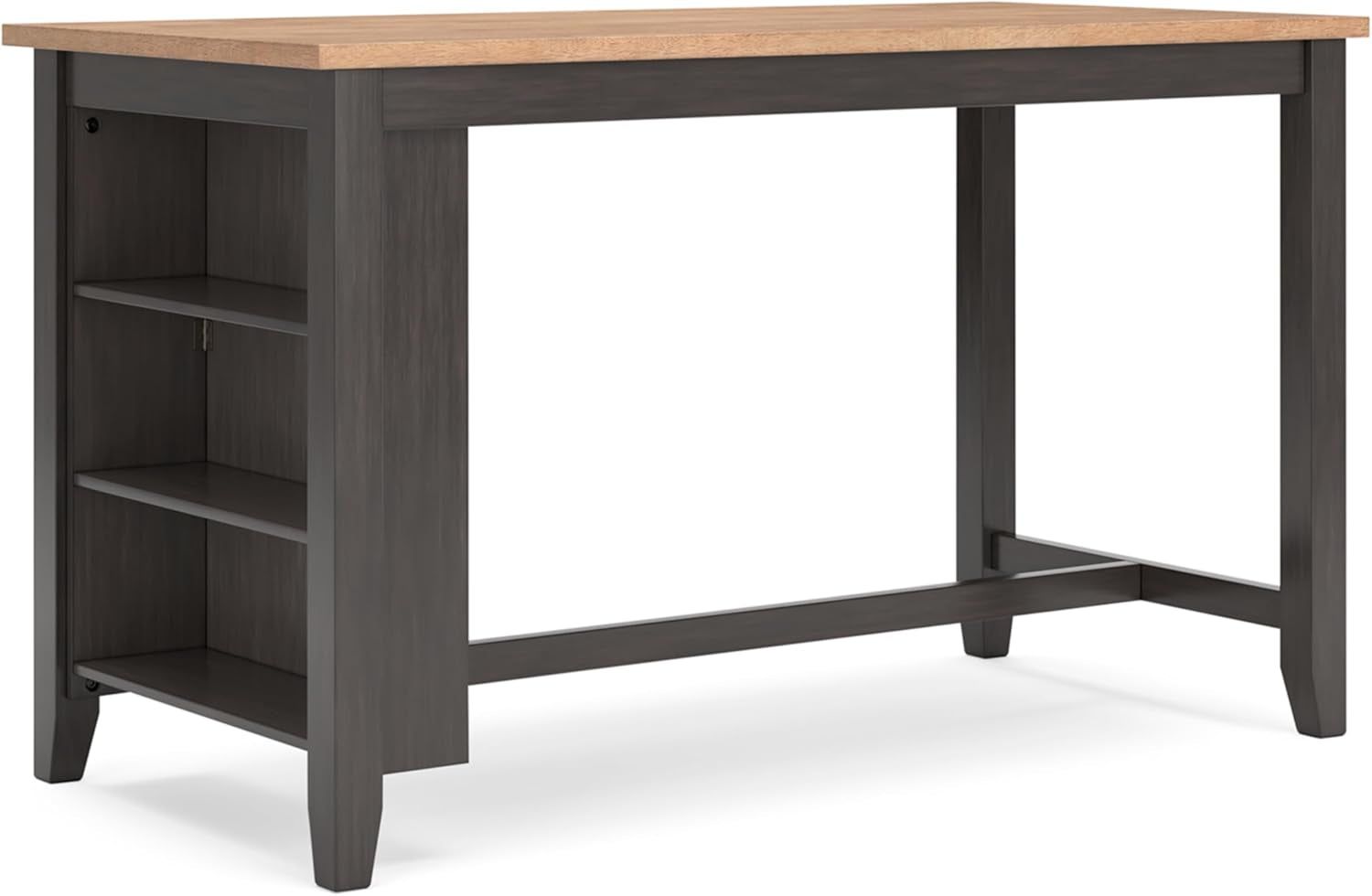 Gesthaven Contemporary Counter Height Dining Table with 3 Shelves and Trestle Base, Light Brown &amp; Dark Brown