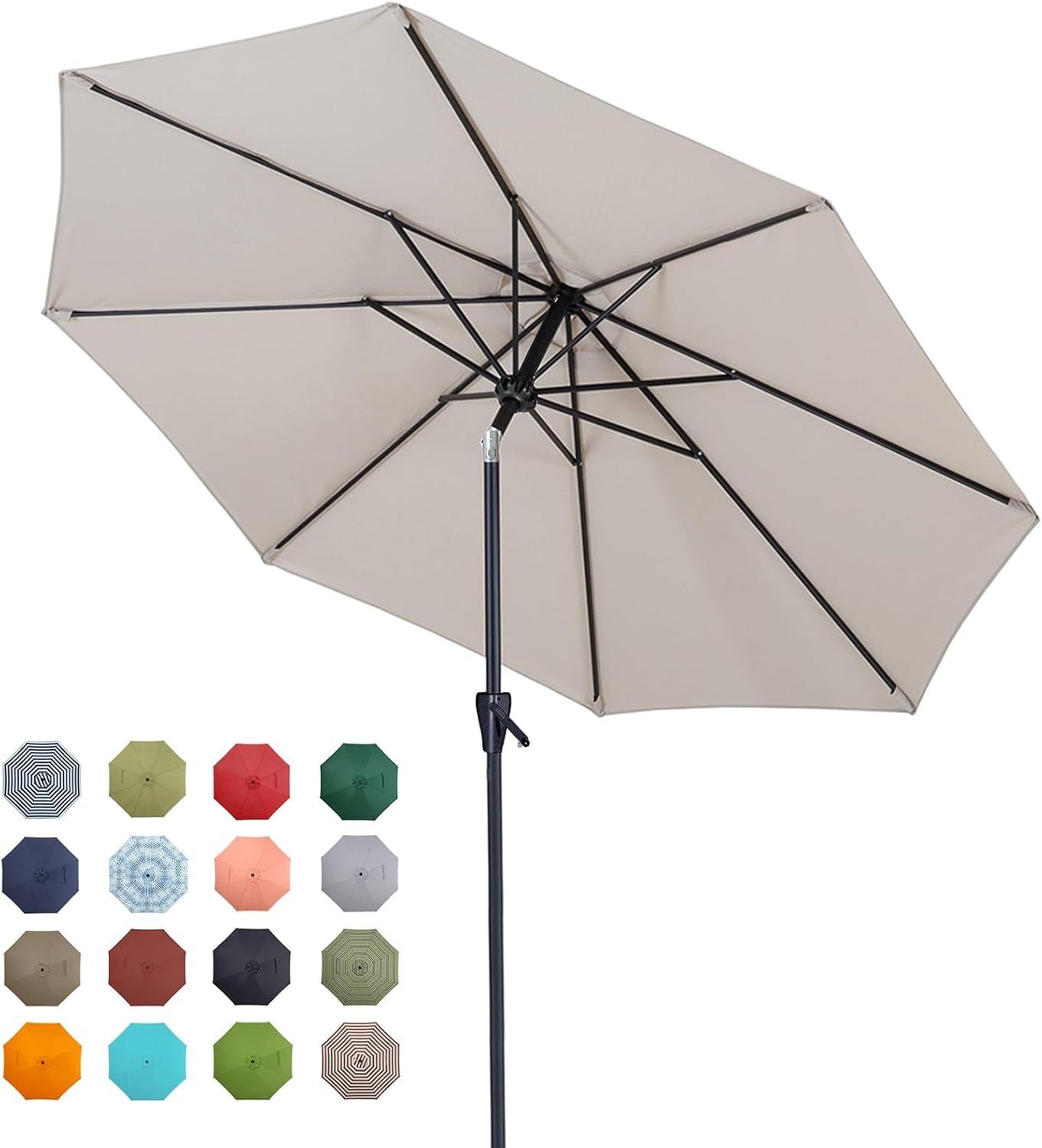 Patio Market Outdoor Table Umbrella with Push Button Tilt and Crank,Large Sun Umbrella with Sturdy Pole&amp;Fade Resistant Canopy,Easy to Set