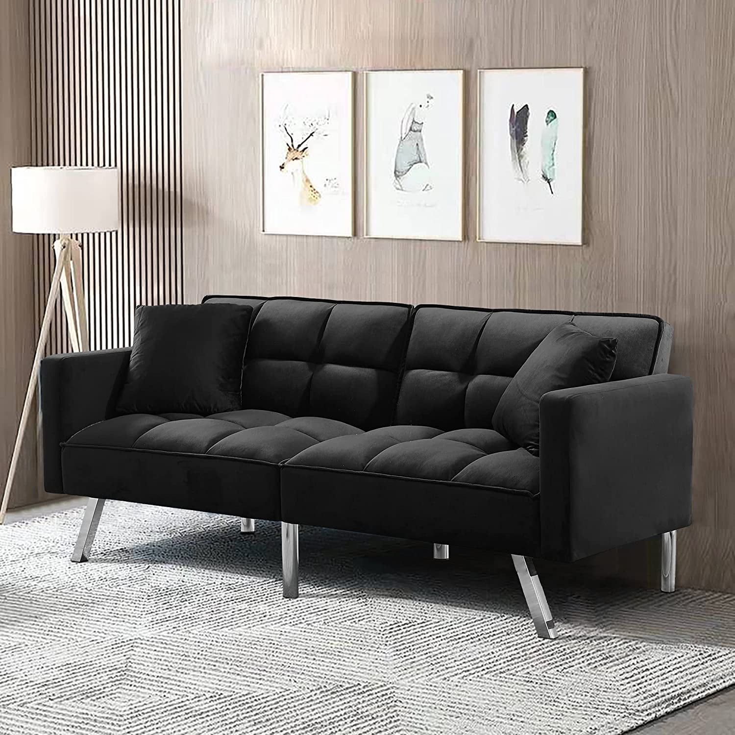 Adjustable Loveseat Sofa Bed with Metal Legs