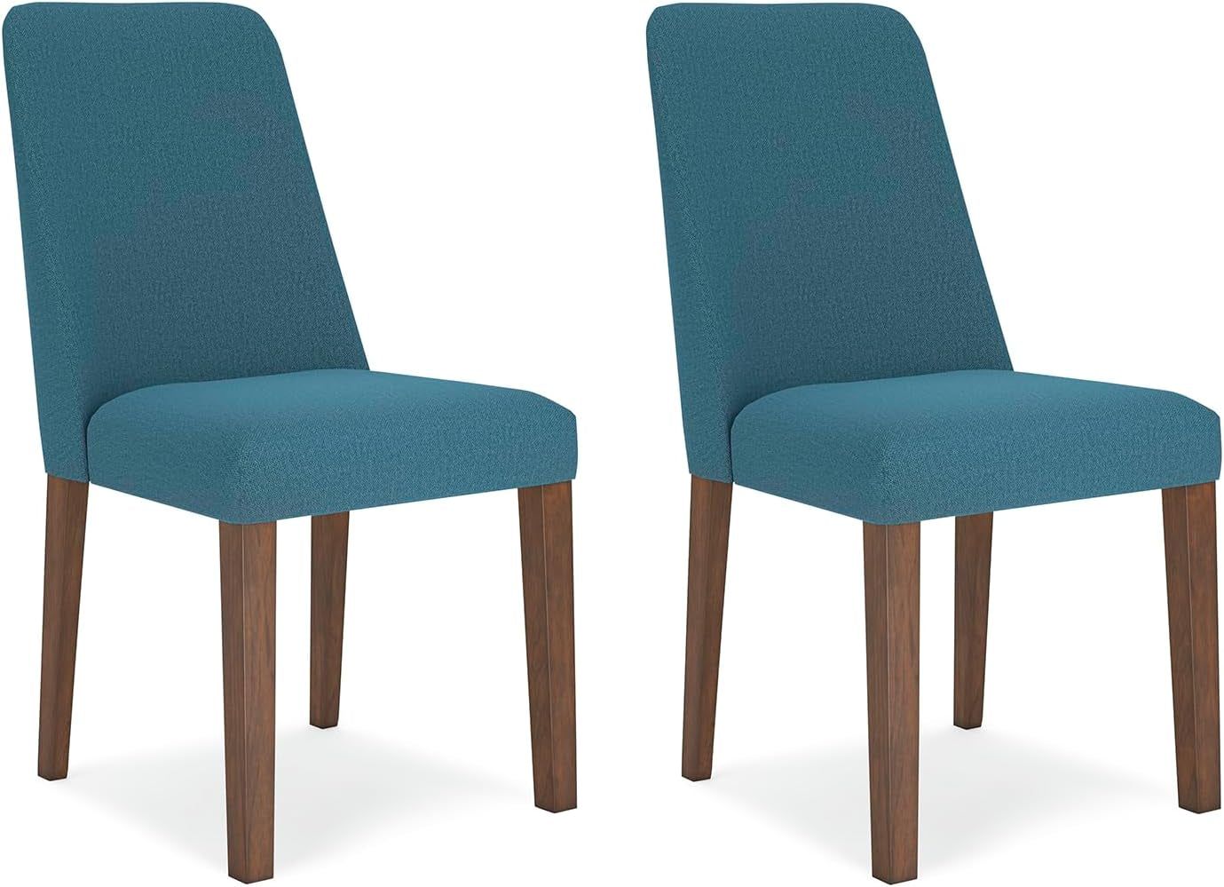 Lyncott Contemporary Dining Room Upholstered Side Chair with Foam Cushion, 2 Count, Blue &amp; Brown