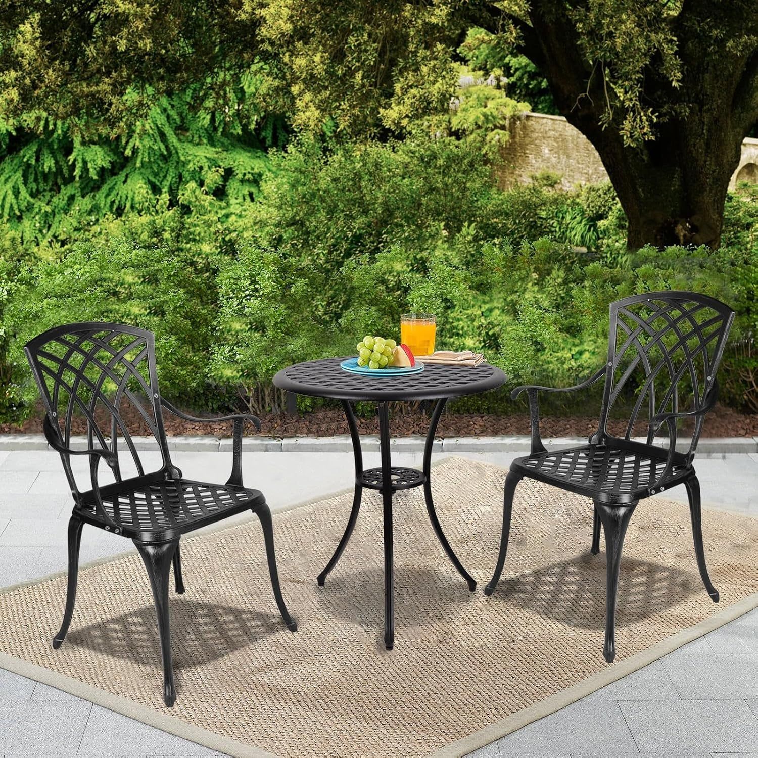 Outdoor Round Bistro Table Set Umbrella Hole