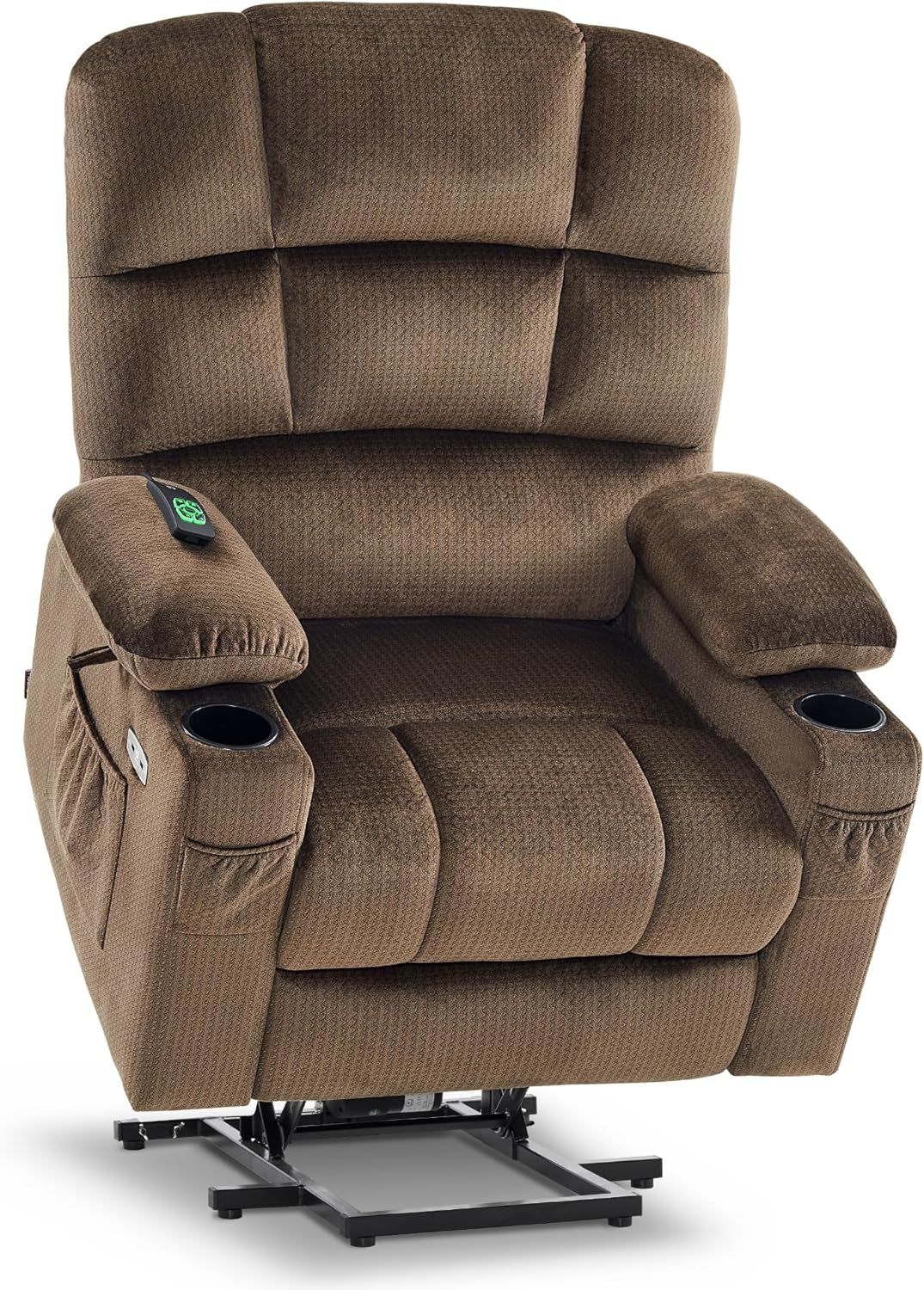 Dual Motor Lift Recliner Massage Heat Elderly Brown