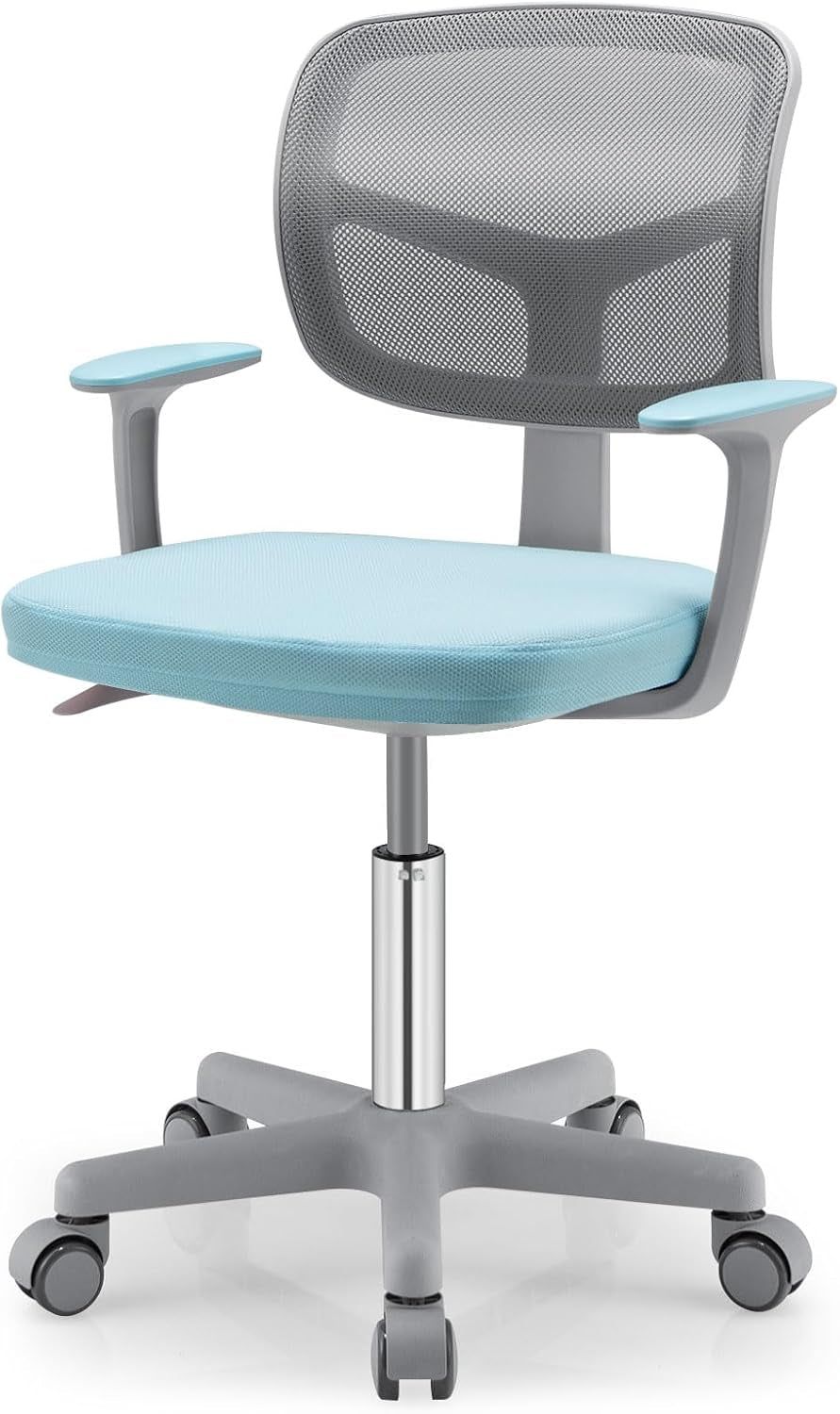 Kids Desk Chair, Ergonomic Kids Swivel Study Chair with Lumbar Support, Breathable Mesh &amp; Auto-Lock Wheels, Height Adjustable Kids Computer Chair for Boys &amp; Girls (Blue)