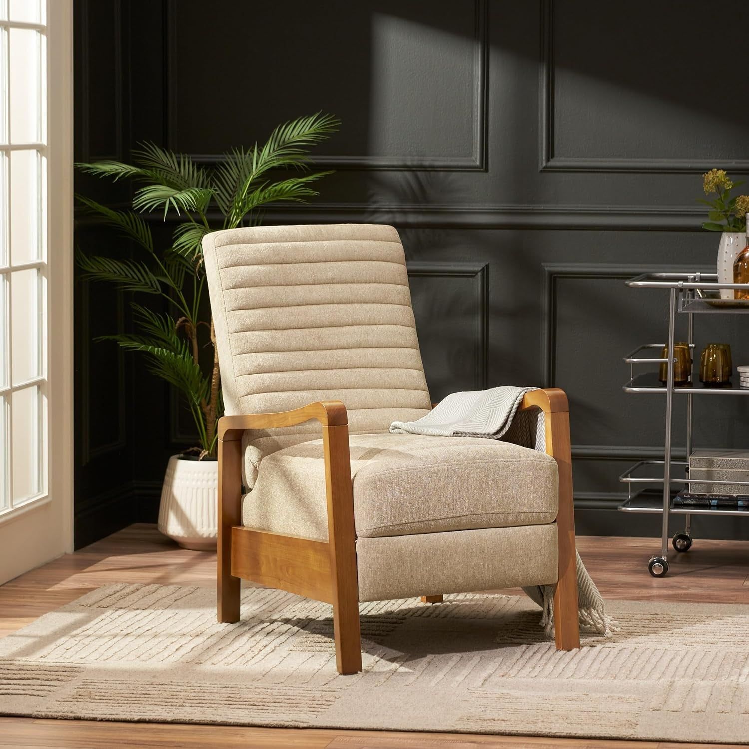 Recliner Chair, Club Recliner, Reclining Sofa, Upholsterd Armchair, Recliner Chair with Adjustable Stitching Backrest, Reading Chair for Living Room, Home Rest, Sand