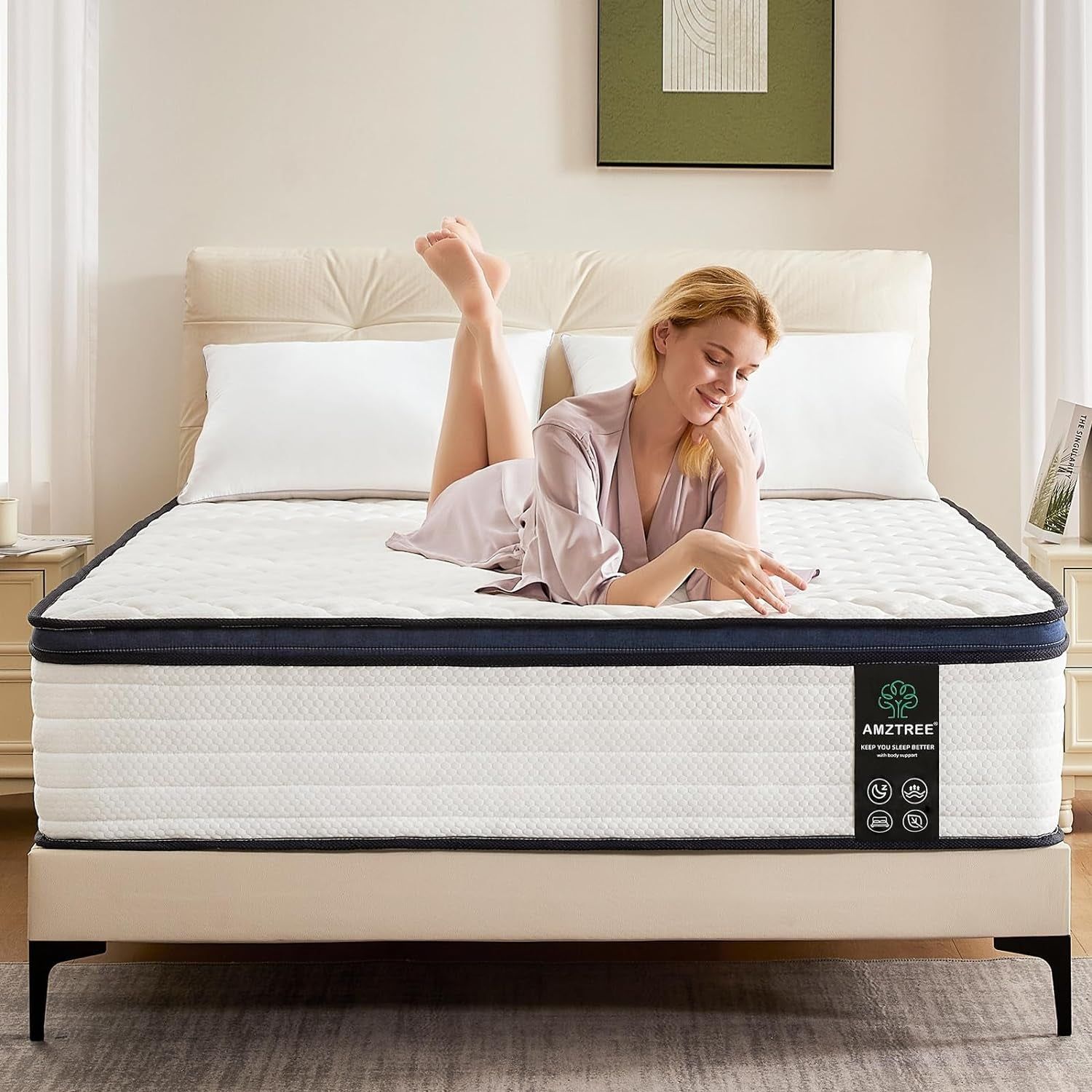 Queen Hybrid Mattress Medium-Firm, 12&quot;, CertiPUR-US Certified