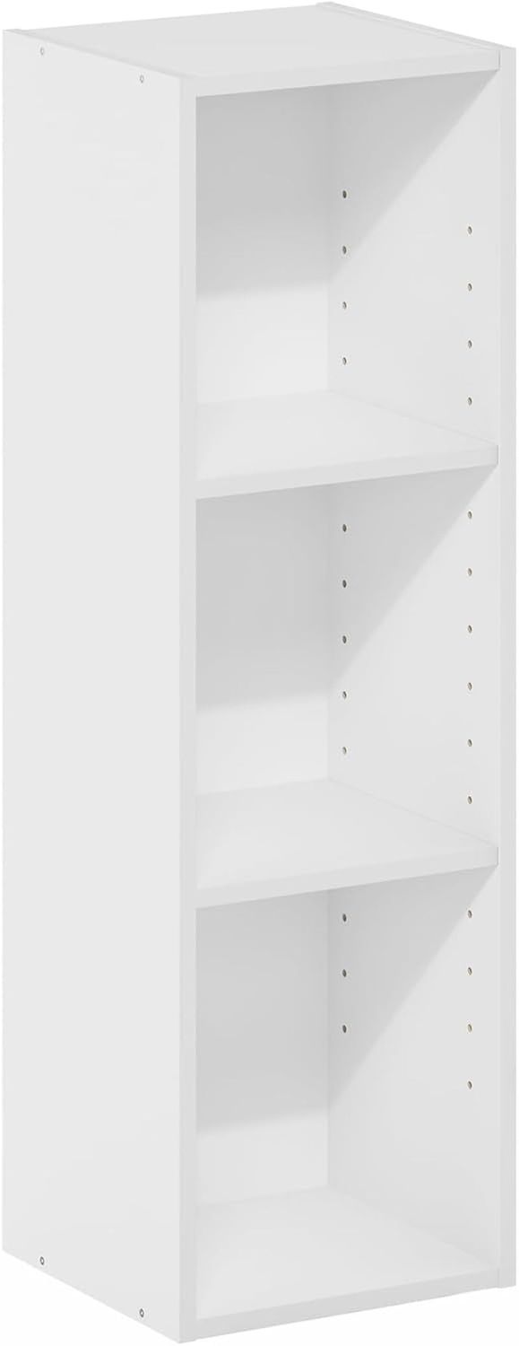Fulda 3-Tier Space Saving Storage Shelf Bookcase, 10-Inch Width, White