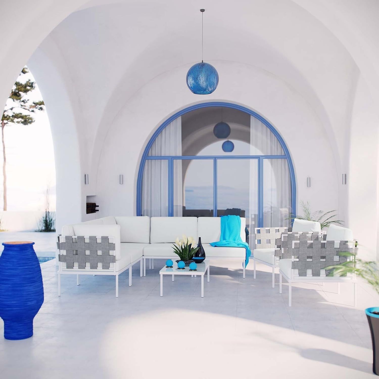 8 Piece White Aluminum Outdoor Patio Set
