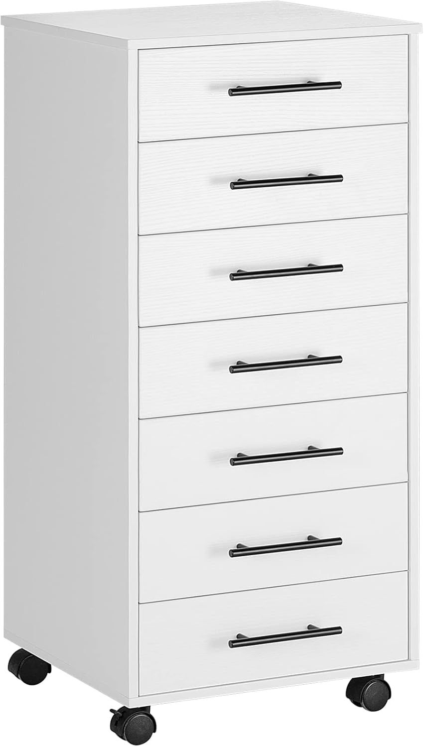 7-Drawer Chest, File Cabinet, Wooden File Cabinet, Office Cabinet with Drawers, Storage Cabinet, for Home Office, Study, Easy Assembly, White WT07WJ01