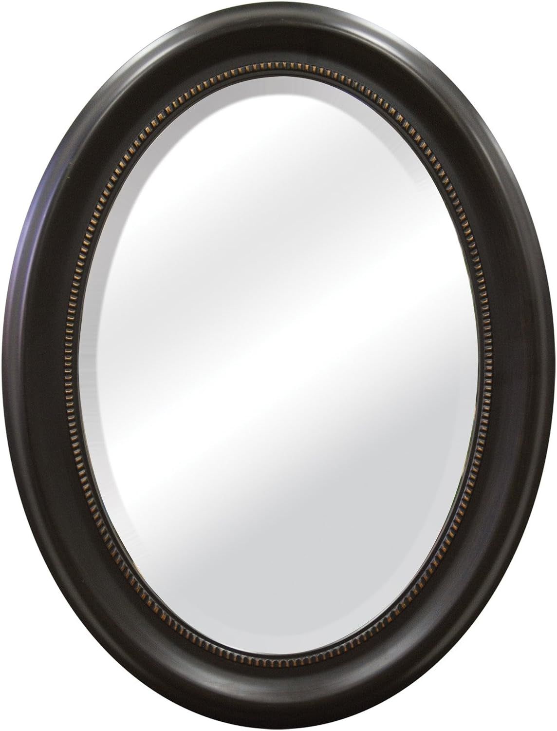22.5X29.5 Large Wall Mirror, Bronze Oval Mirror with Beaded Detail, Vertical &amp; Horizontal Wall Hanging Mirror for Bathroom, Bedroom &amp; Livingroom