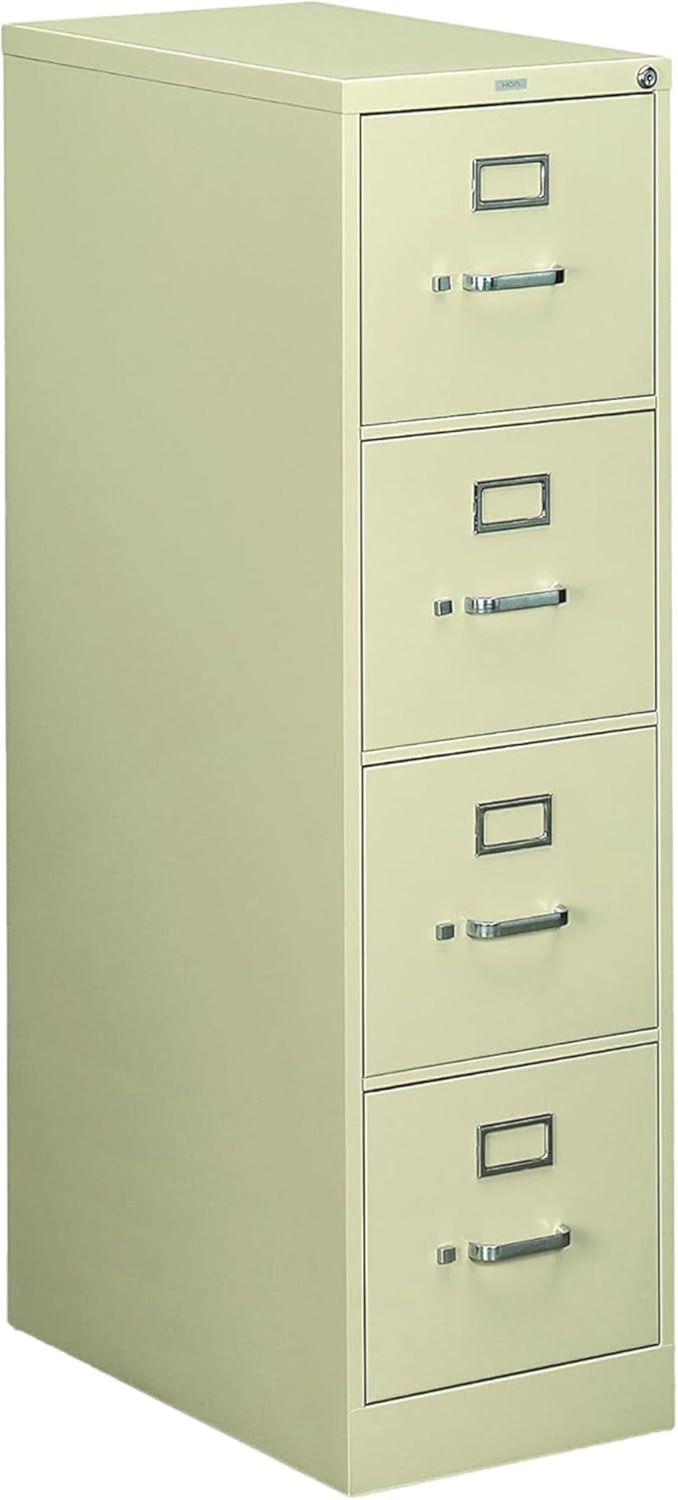4 510 Series Vertical Office Storage Locking Metal Cabinet with Drawers 25&quot; Deep for Hanging Letter Files-Ships Fully Assembled, Putty