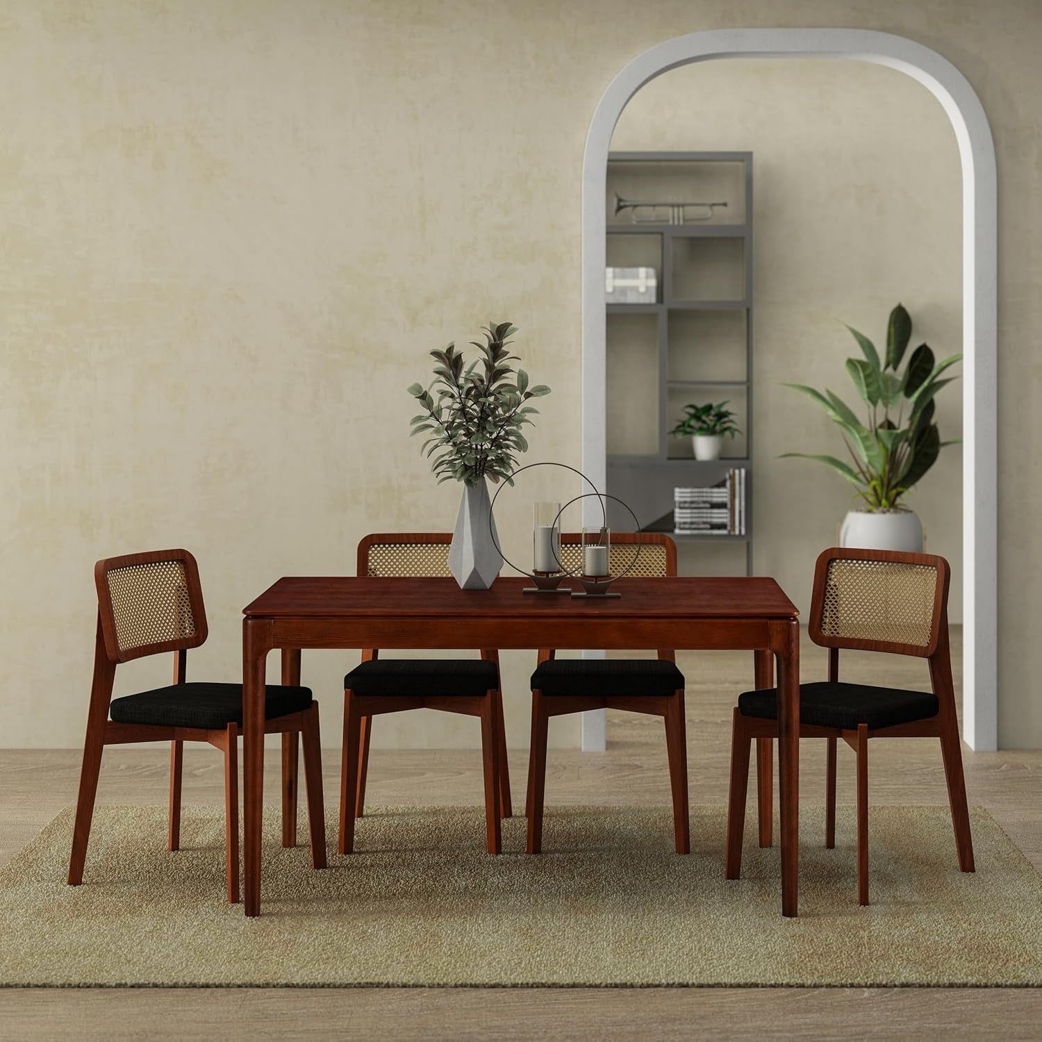 Mingle 55 Inch Modern Design, Rectangular Dinner Table for Dining Room, Living Room Furniture, Effortless Assembly, Dark Walnut