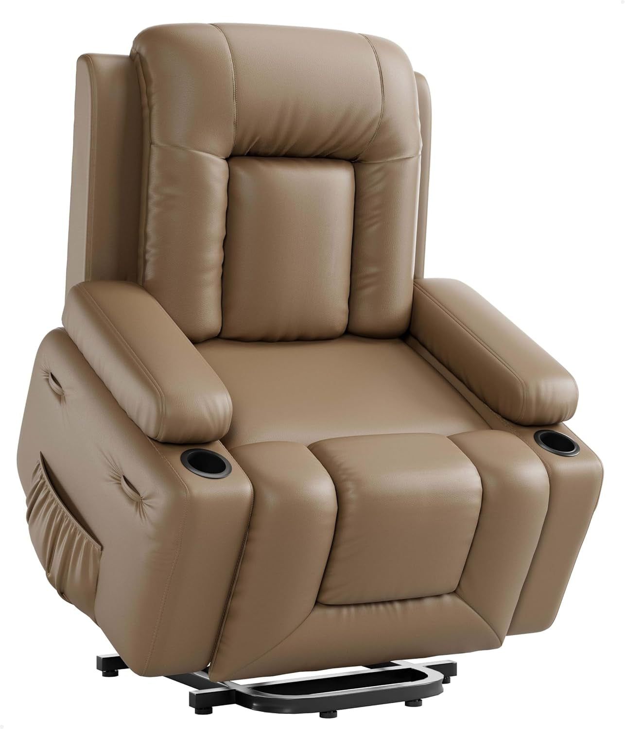 Power Lift Recliner Chair - Heat and Massage, Adjustable Back and Legs, PU Leather Electric Lift Chair Designed for the Elderly and People with Mobility Impaired