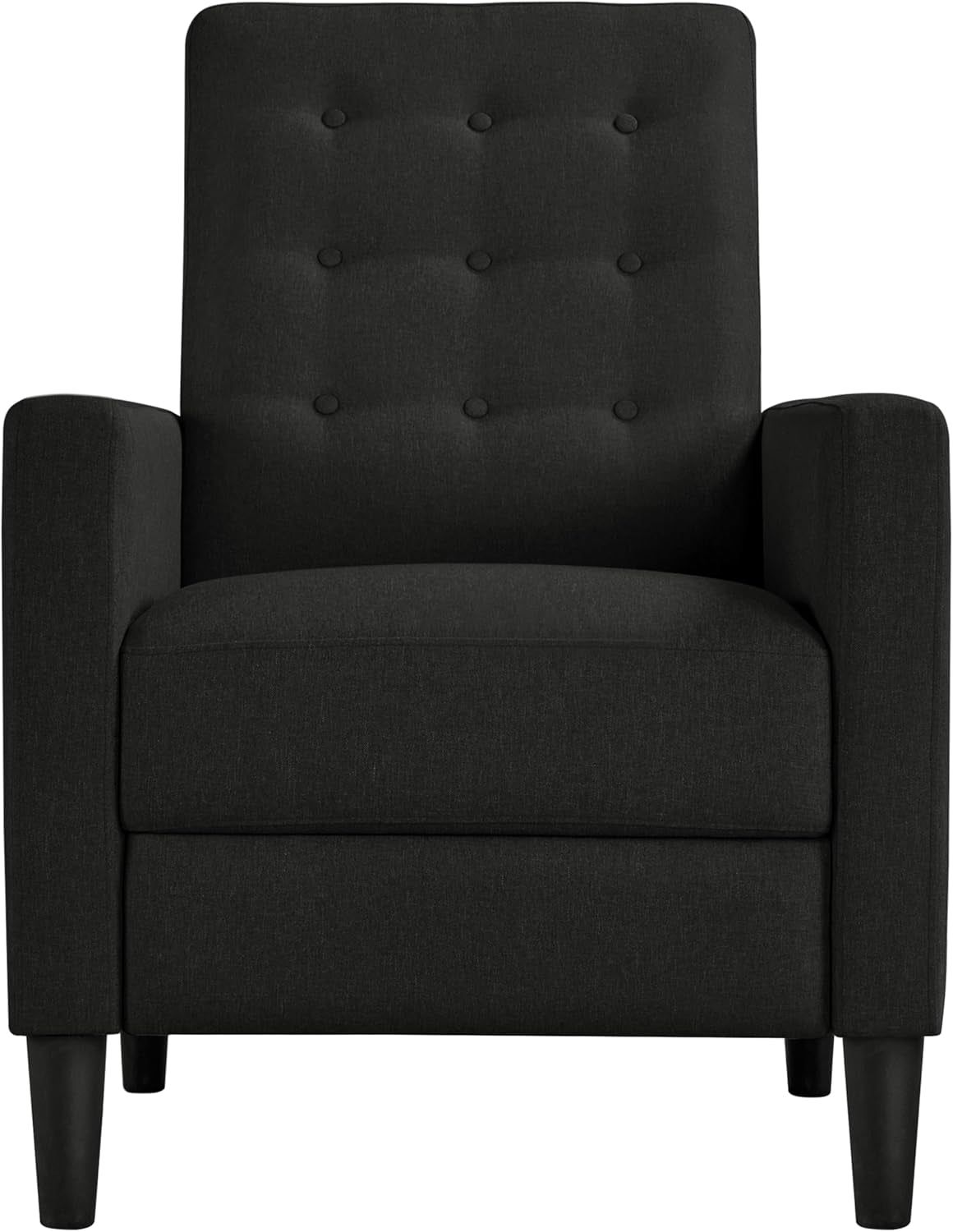 Fabric Recliner Chair Mid-Century Modern Recliner Adjustable Single Recliner Sofa with Thicker Seat Cushion Tufted Upholstered Sofa with Pocket Spring for Living Room Bedroom Black