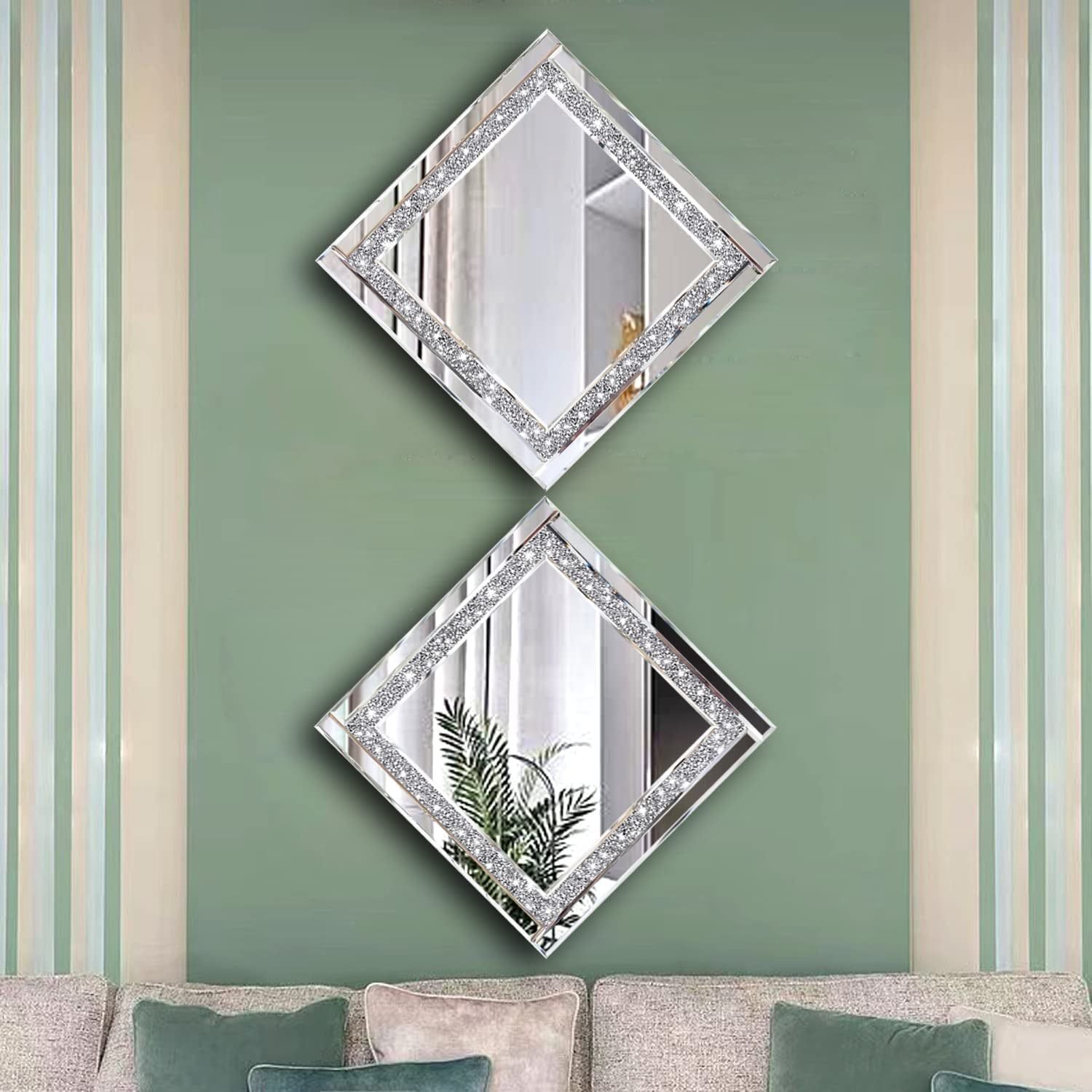 Crystal Crush Diamond Silver Mirror 2Pcs