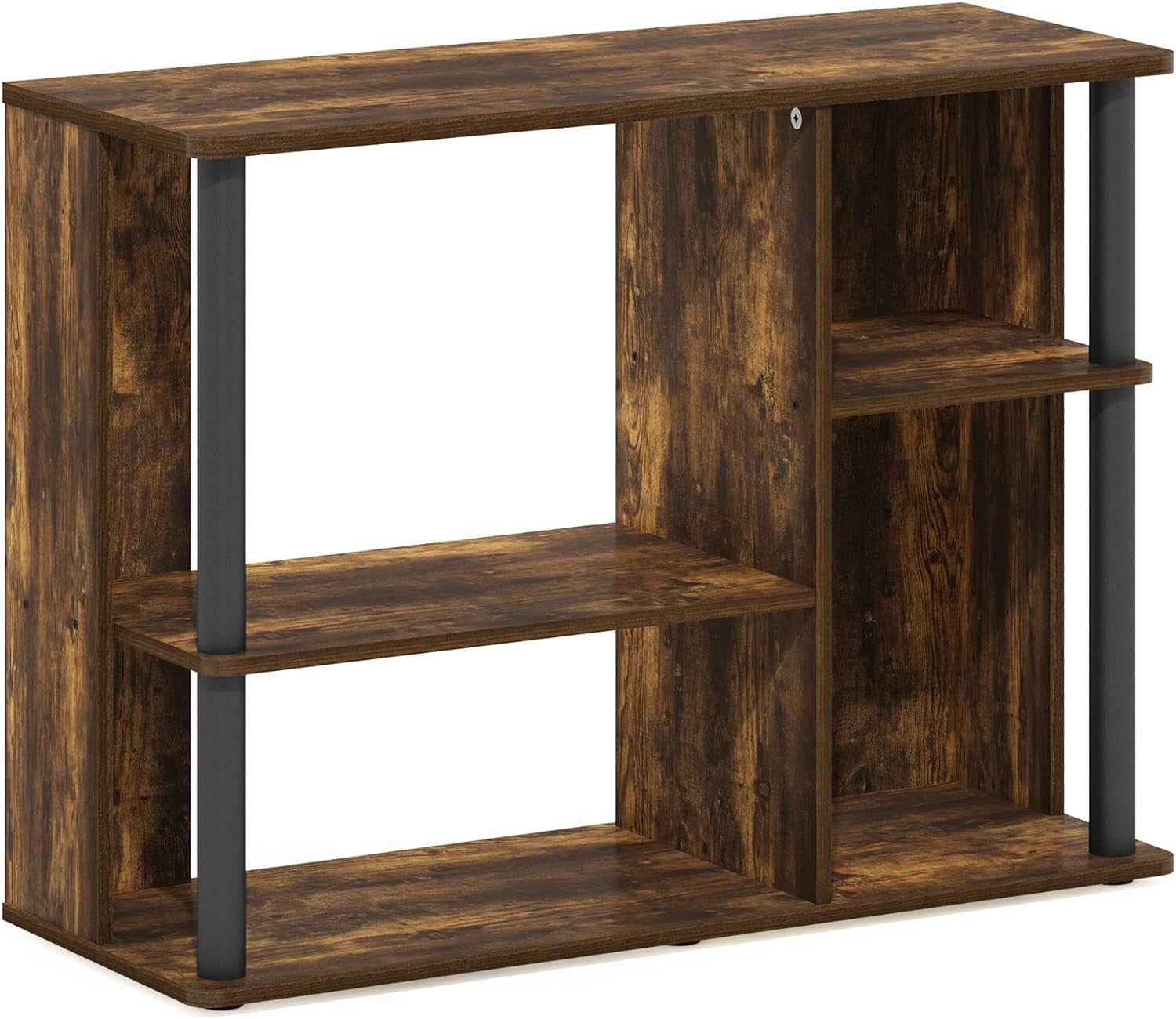 Classic Stand with Plastic Poles for TV up to 40-Inch, Amber Pine/Black