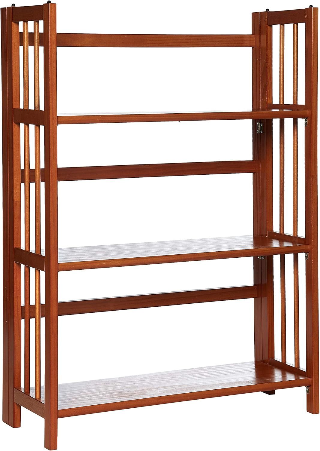 3-Shelf Folding Stackable Bookcase (27.5&quot; Wide)-Mahagony