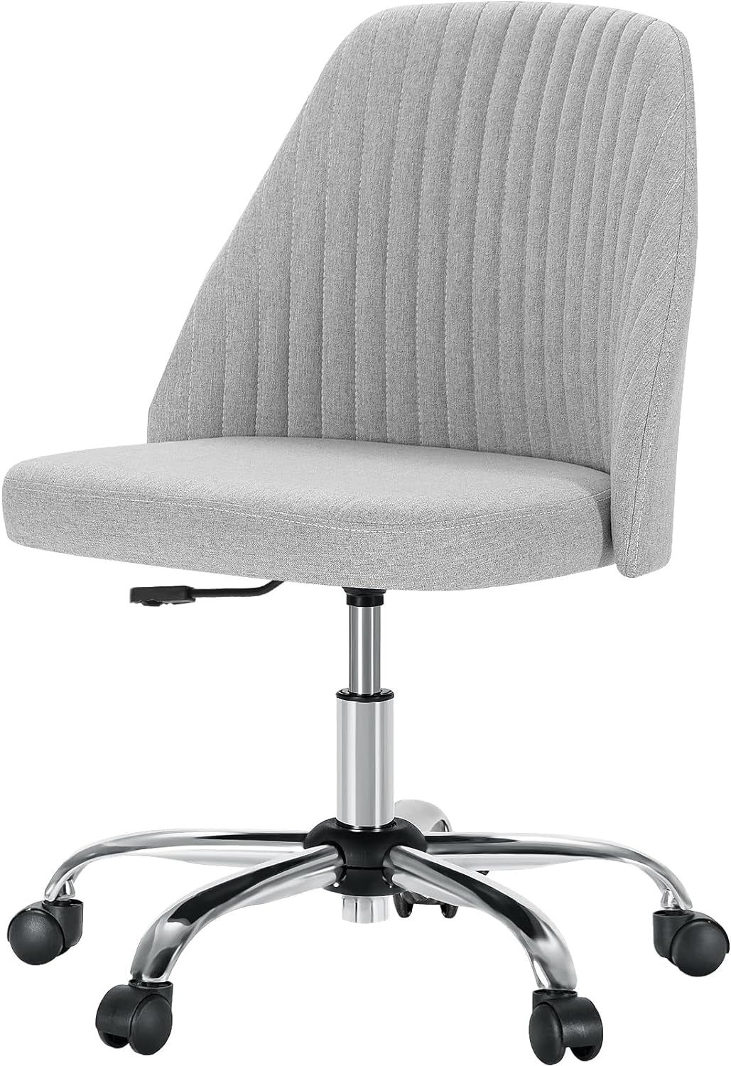 Office Desk Chair, Modern Cute Rolling Vanity Swivel Task Chairs with Wheels, Comfortable Back Seat Armless for Home, Bedrooms, Office, Study, Student, Adults, Make-Up, Dressing Room, Cloud
