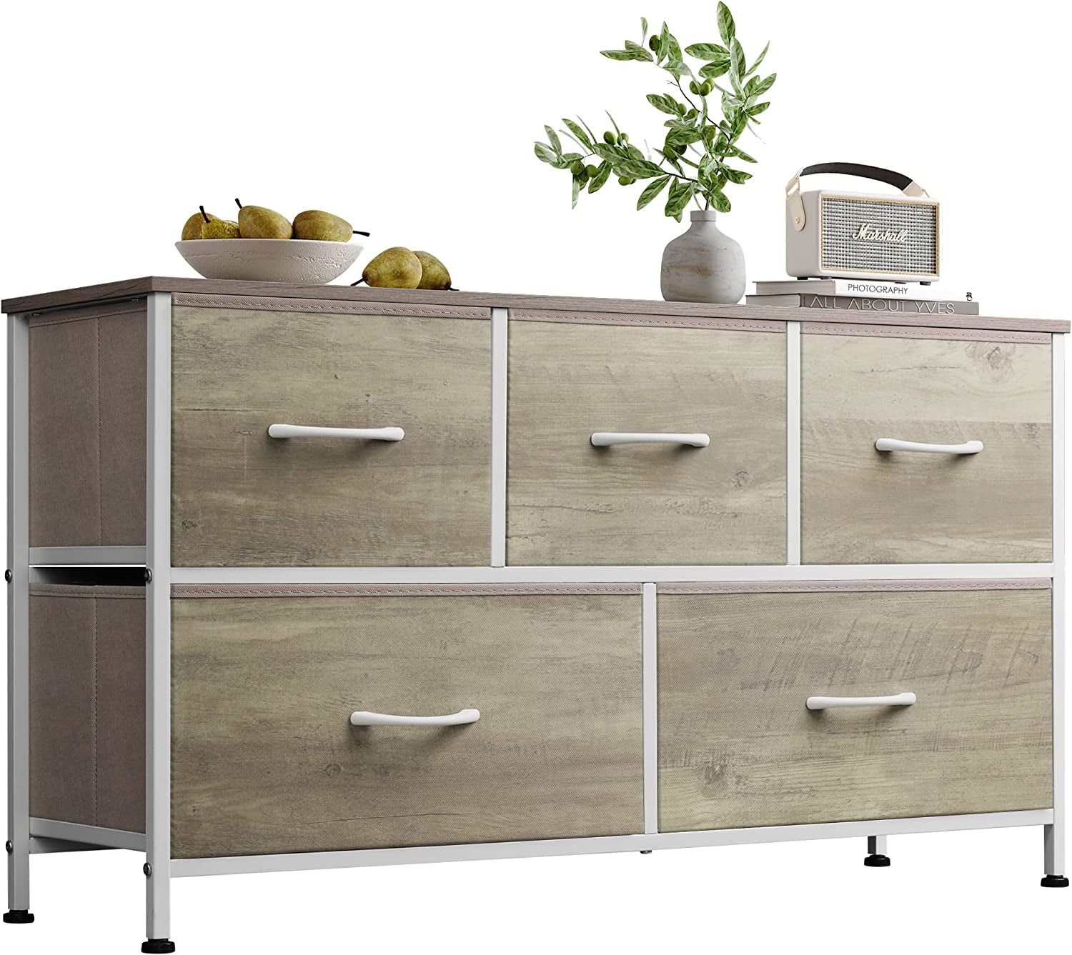 5-Drawer Wide Fabric Dresser Organizer