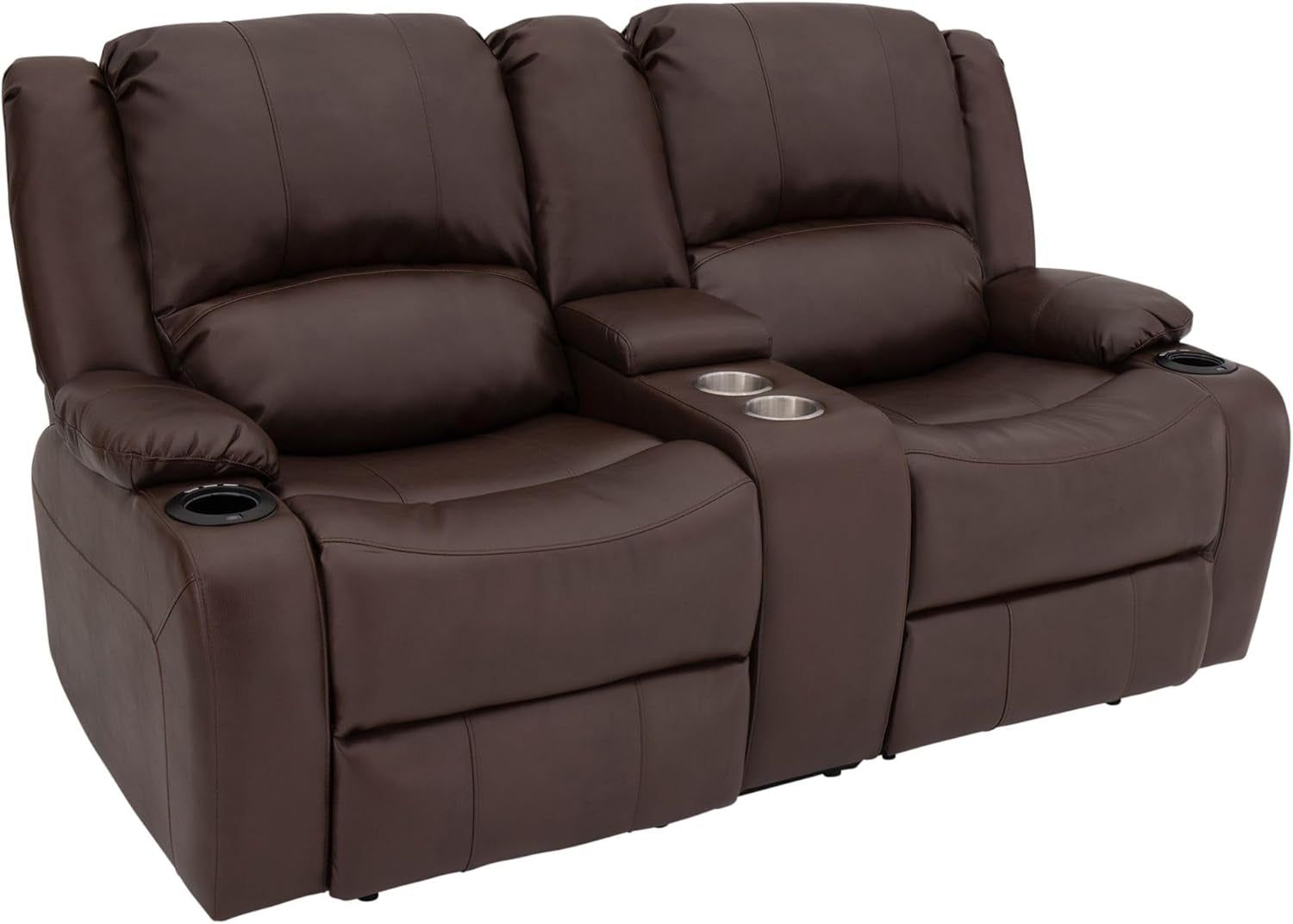 Charles 67&quot; Powered Double RV Wall Hugger Recliner Sofa | Zero Wall Loveseat for Camper with Upgraded 2023 Fabric (Mahogany)
