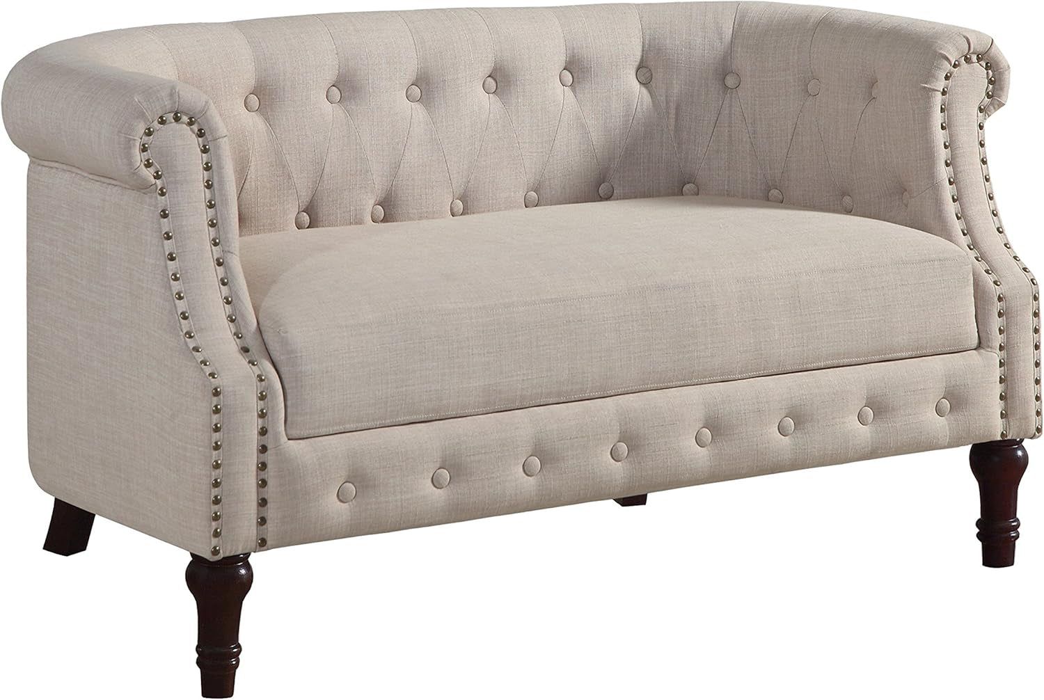 Beige Chesterfield Loveseat Classic, Elegant Design