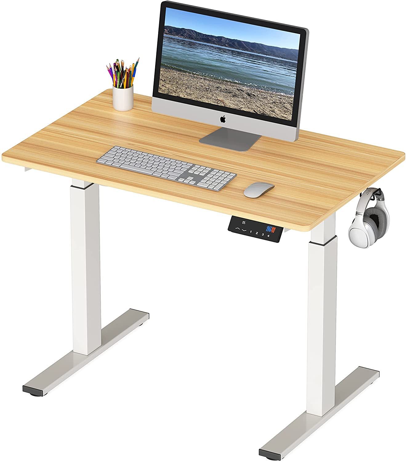 Memory Preset Electric Height Adjustable Standing Desk, 40 X 24 Inches, Oak