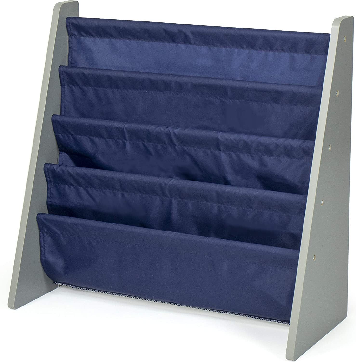 Book 4 Shelves Organizer Kids Bookshelf, Grey/Navy