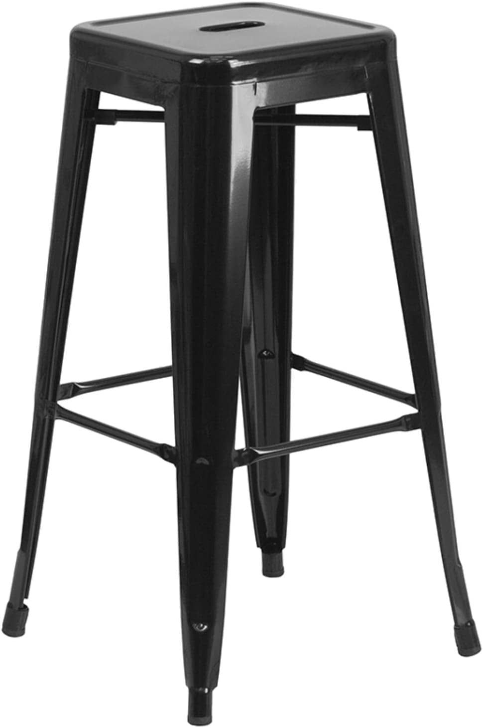 Commercial Grade High Backless Black Metal Barstool