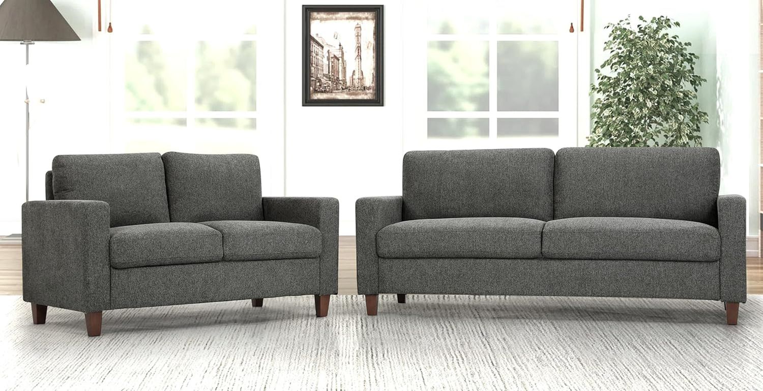 Miles 2 Piece Couch and Loveseat Sets with Reversible Back Pillows, Mid Century Modern Sofa for Small Spaces, Living Rooms, And, Apartments, Grey