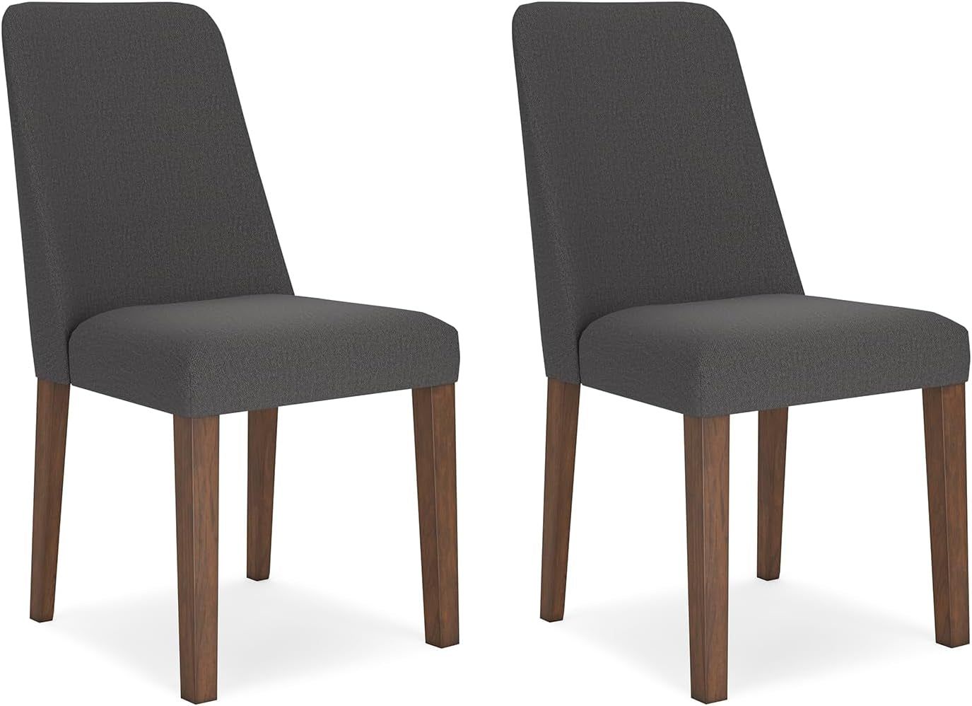 Lyncott Contemporary Dining Room Upholstered Side Chair with Foam Cushion, Set of 2, Dark Gray &amp; Brown