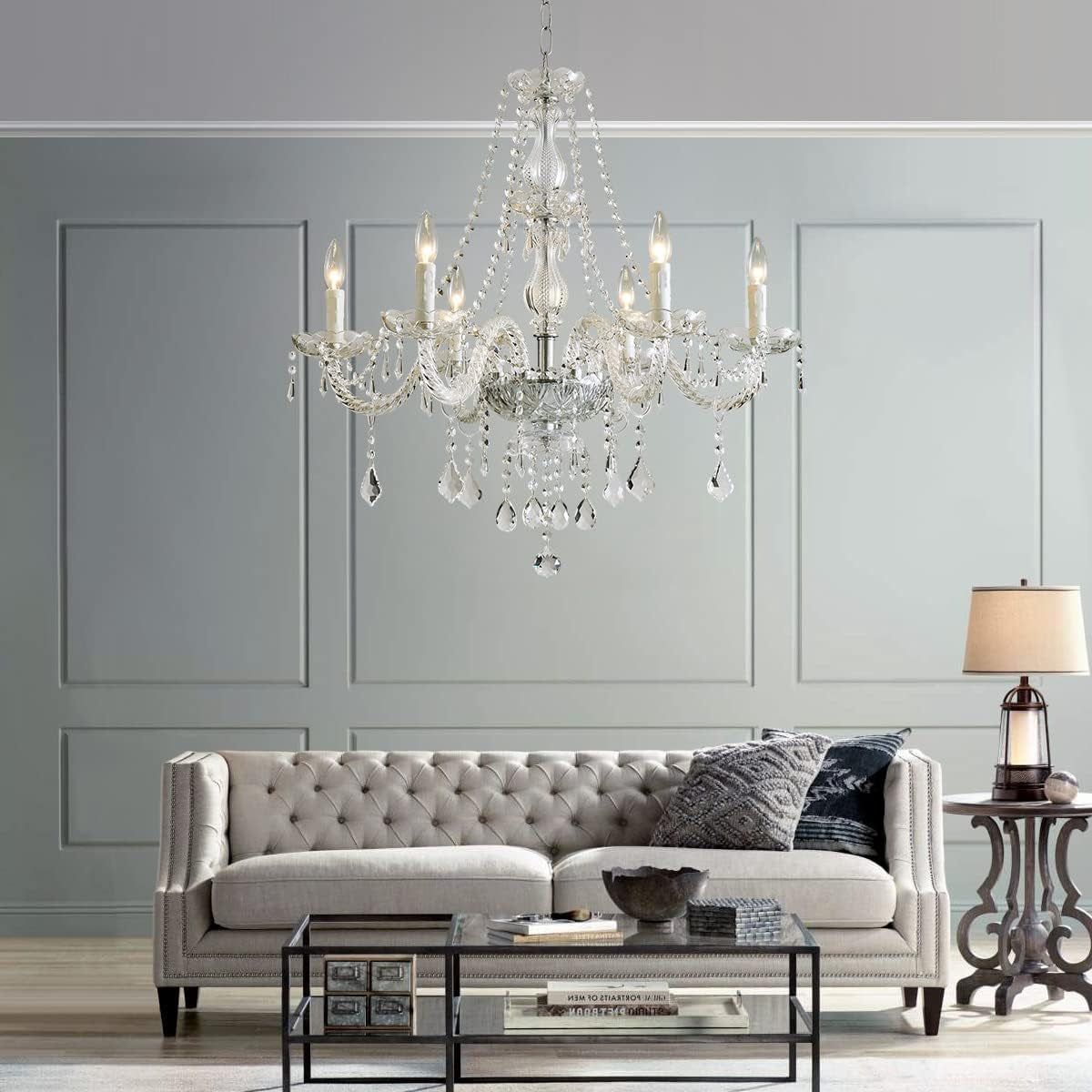 6-Light Modern Crystal Chandelier Clear K9 Light