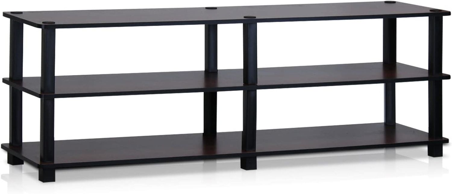 Turn-S-Tube No Tools 3-Tier Entertainment TV Stands, Dark Cherry and Black