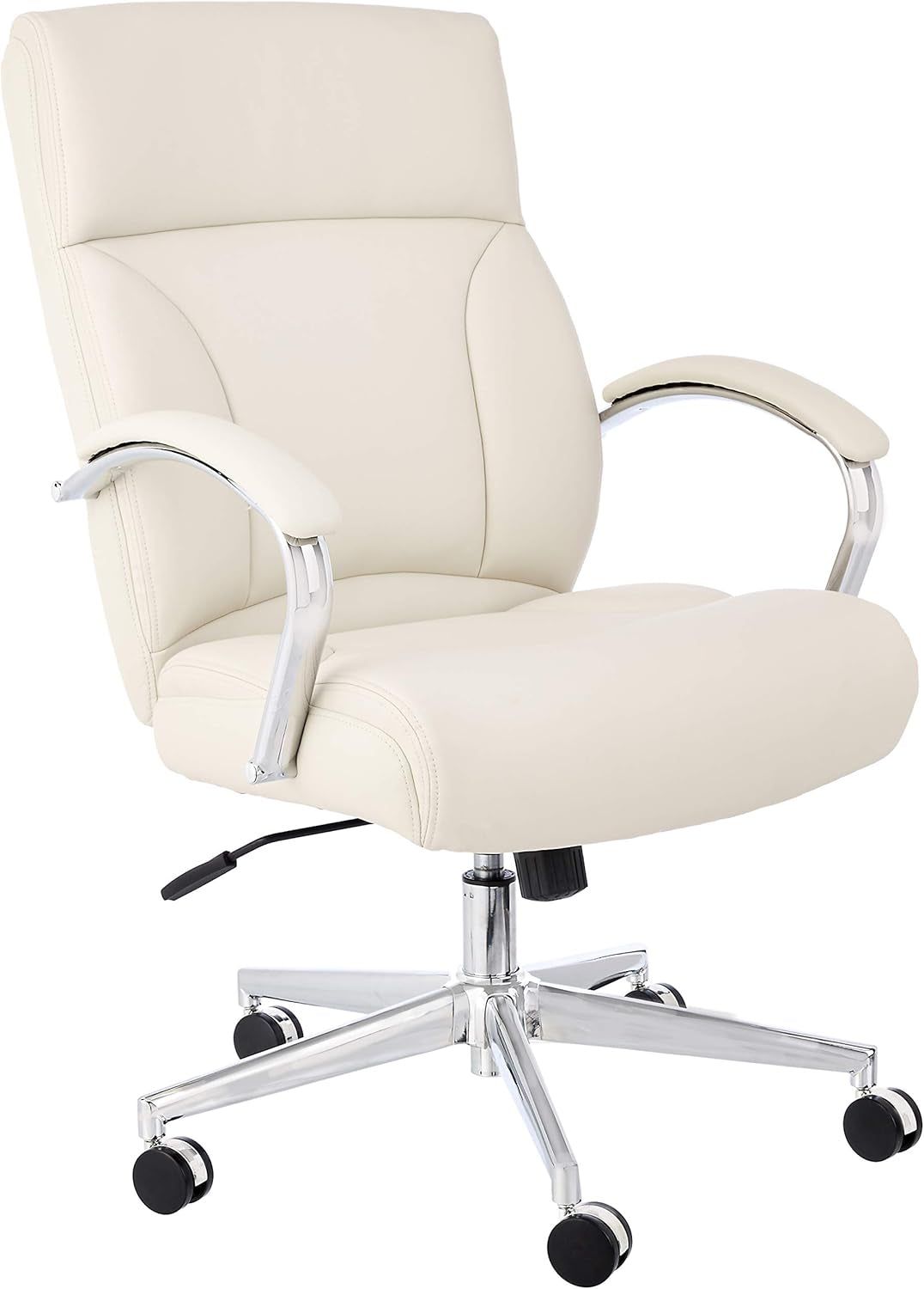 Executive Desk Chair, 275Lb Capacity, Oversized Cushion, Ivory Bonded Leather, 29.13&quot;D X 25.2&quot;W X 43.11&quot;H