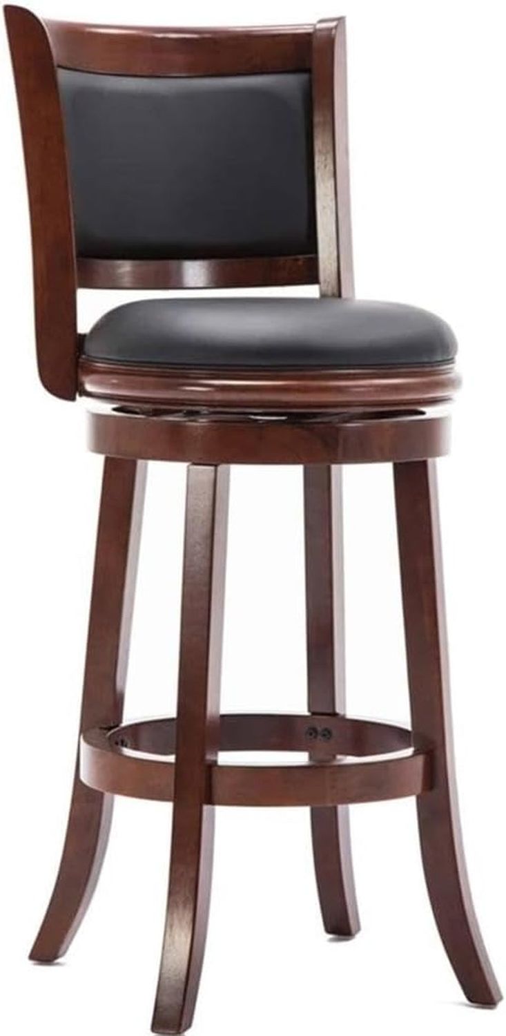 Augusta Bar Height Swivel Kitchen Bar Stool - Black/Cherry